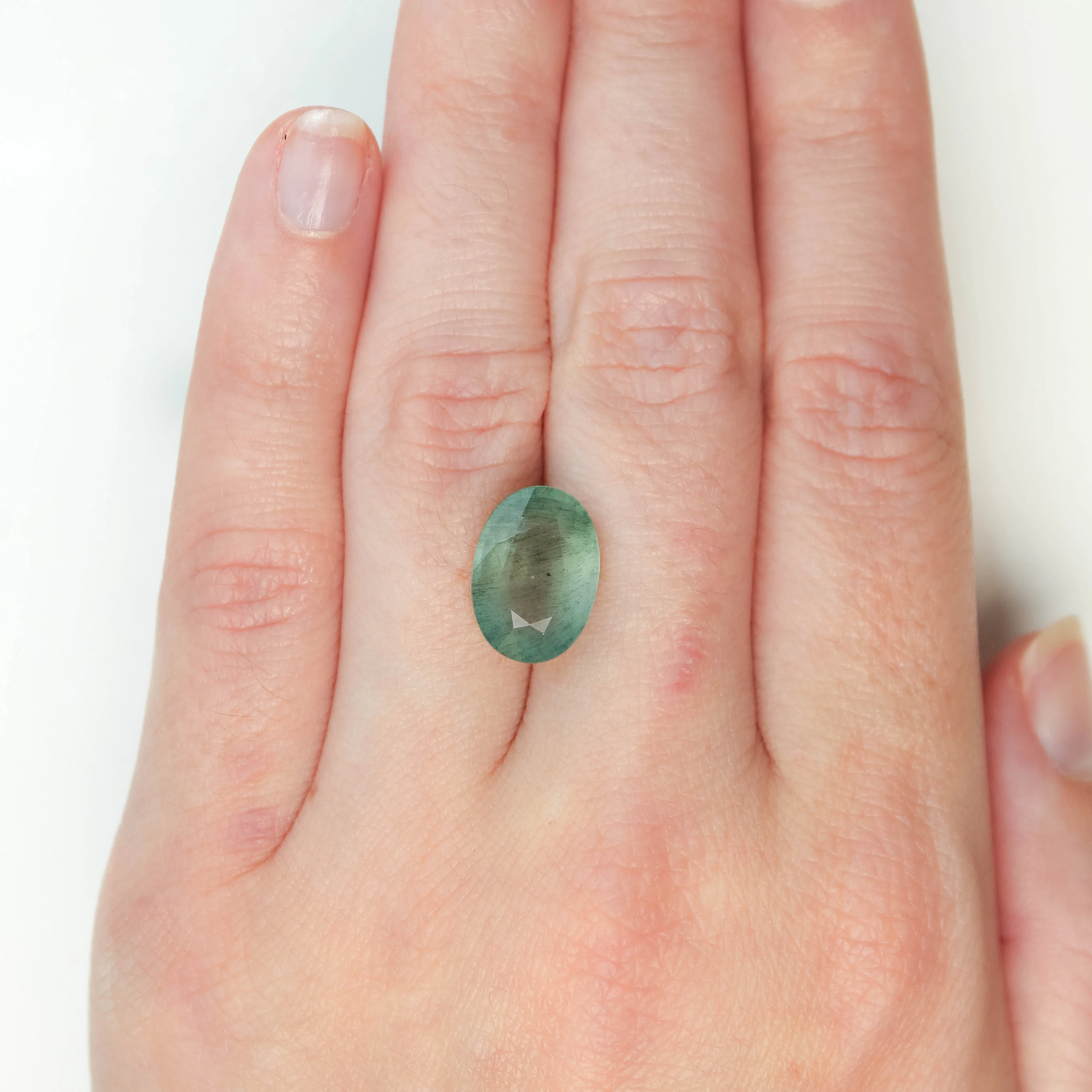 5.68 Carat Oval Mossy Aquamarine for Custom Work - Inventory Code MTA568 - Image 2