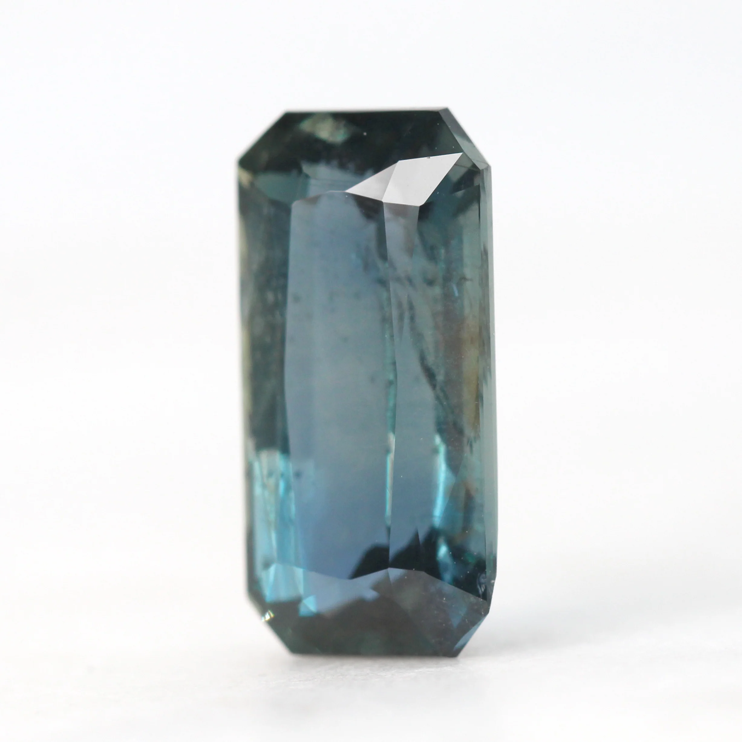 6.00 Carat Dark Teal Emerald Cut Sapphire for Custom Work - Inventory Code TES600 - Image 3
