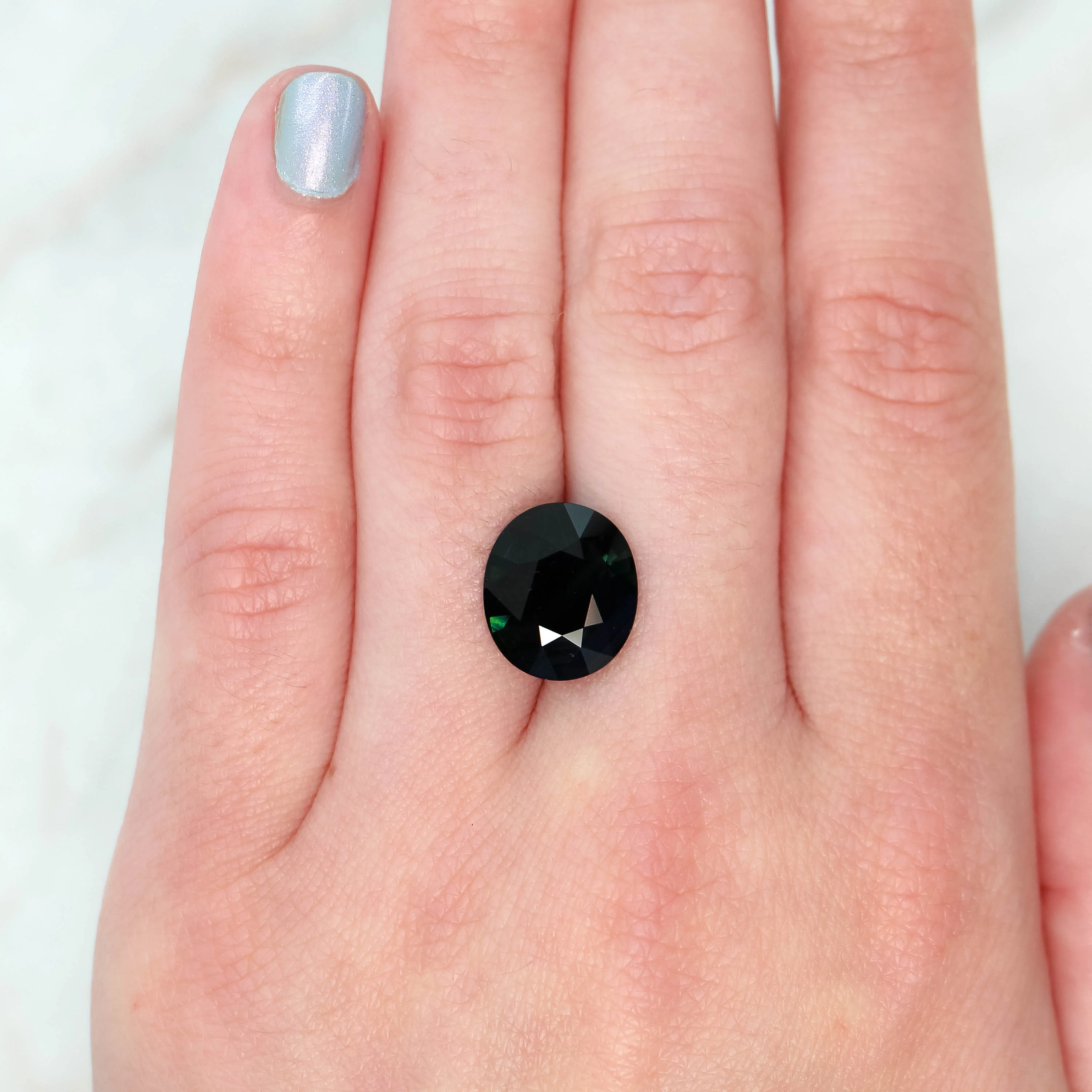 6.15 Carat Dark Teal Oval Sapphire for Custom Work - Inventory Code TOS615 - Image 2
