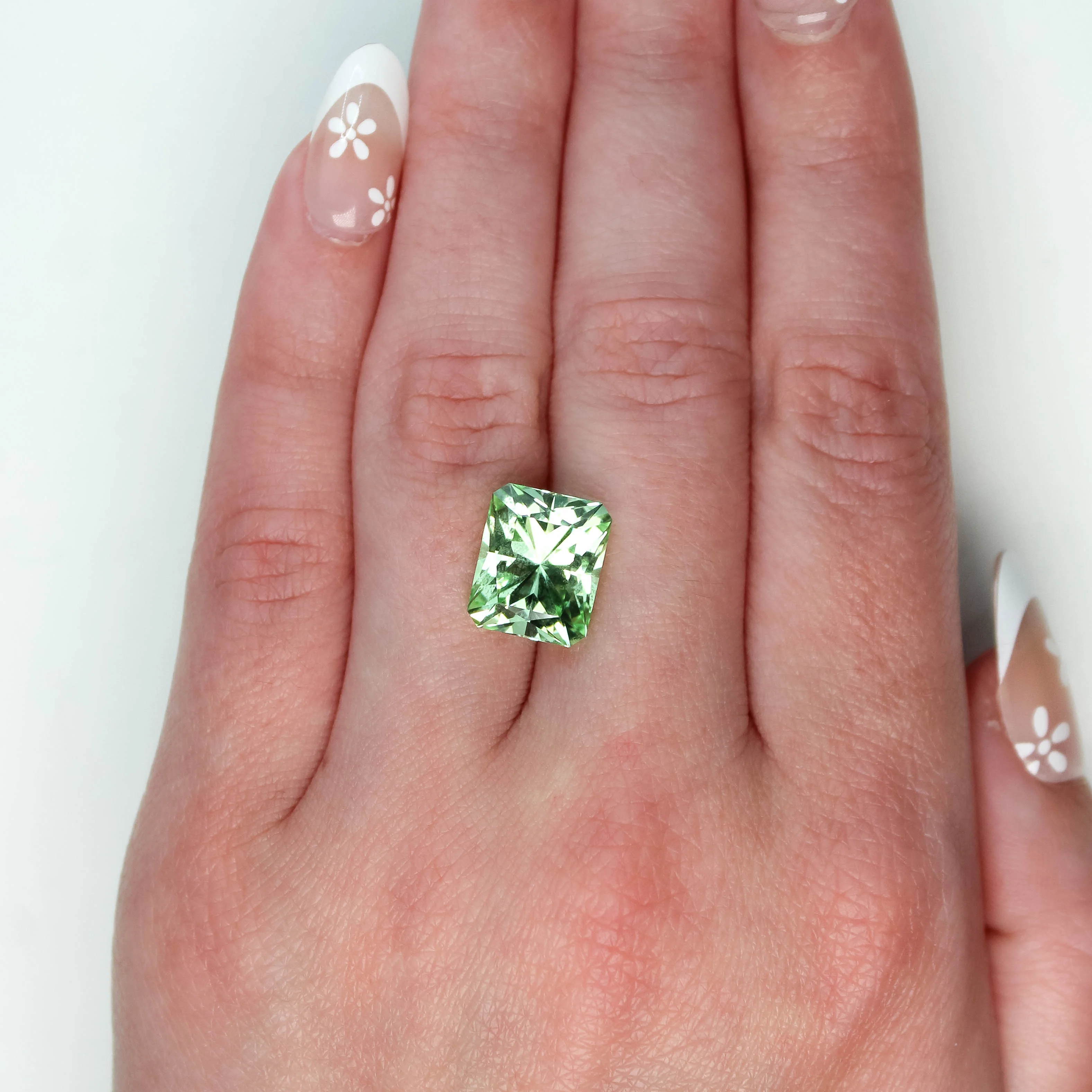 9.41 Carat Light Green Lab Grown Sapphire for Custom Work - Inventory Code LGCS941 - Image 2
