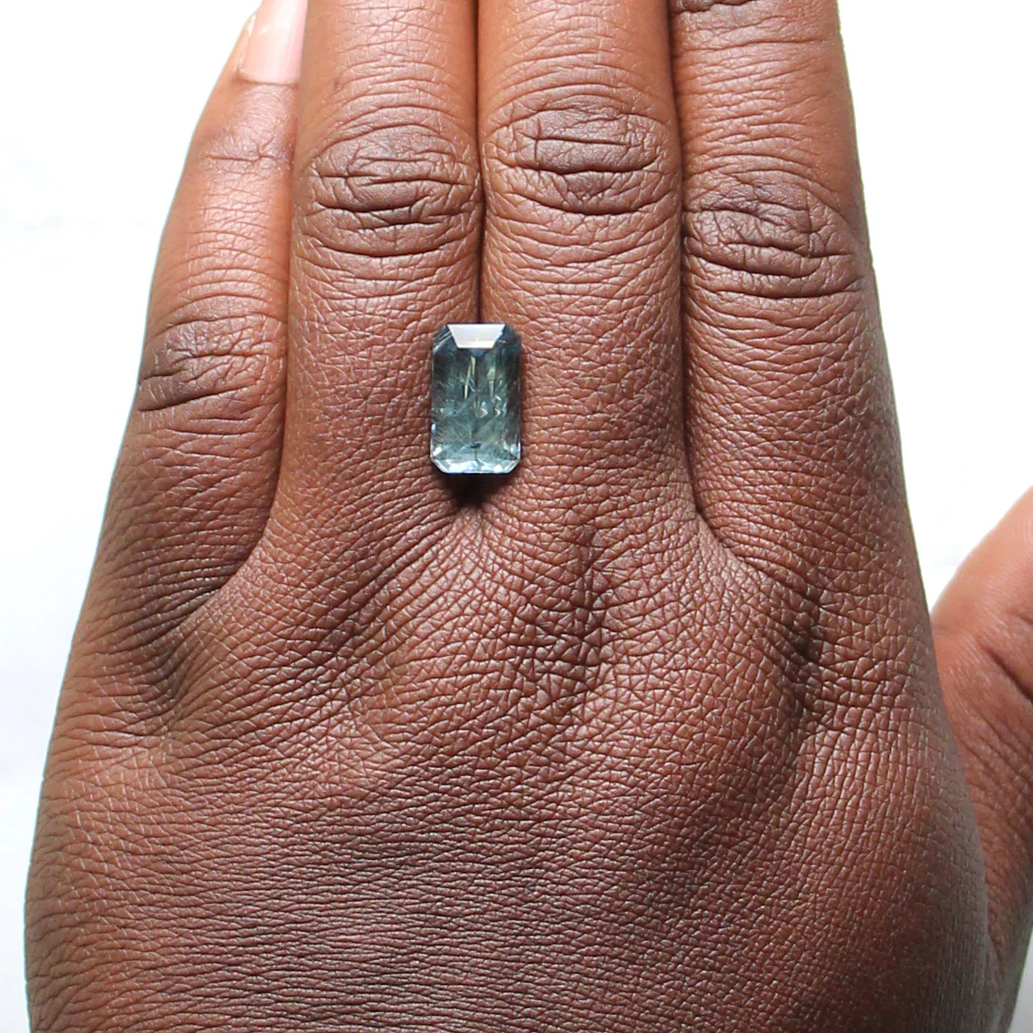 9.50 Carat Light Teal Emerald Cut Sapphire for Custom Work - Inventory Code ECTS950 - Image 2