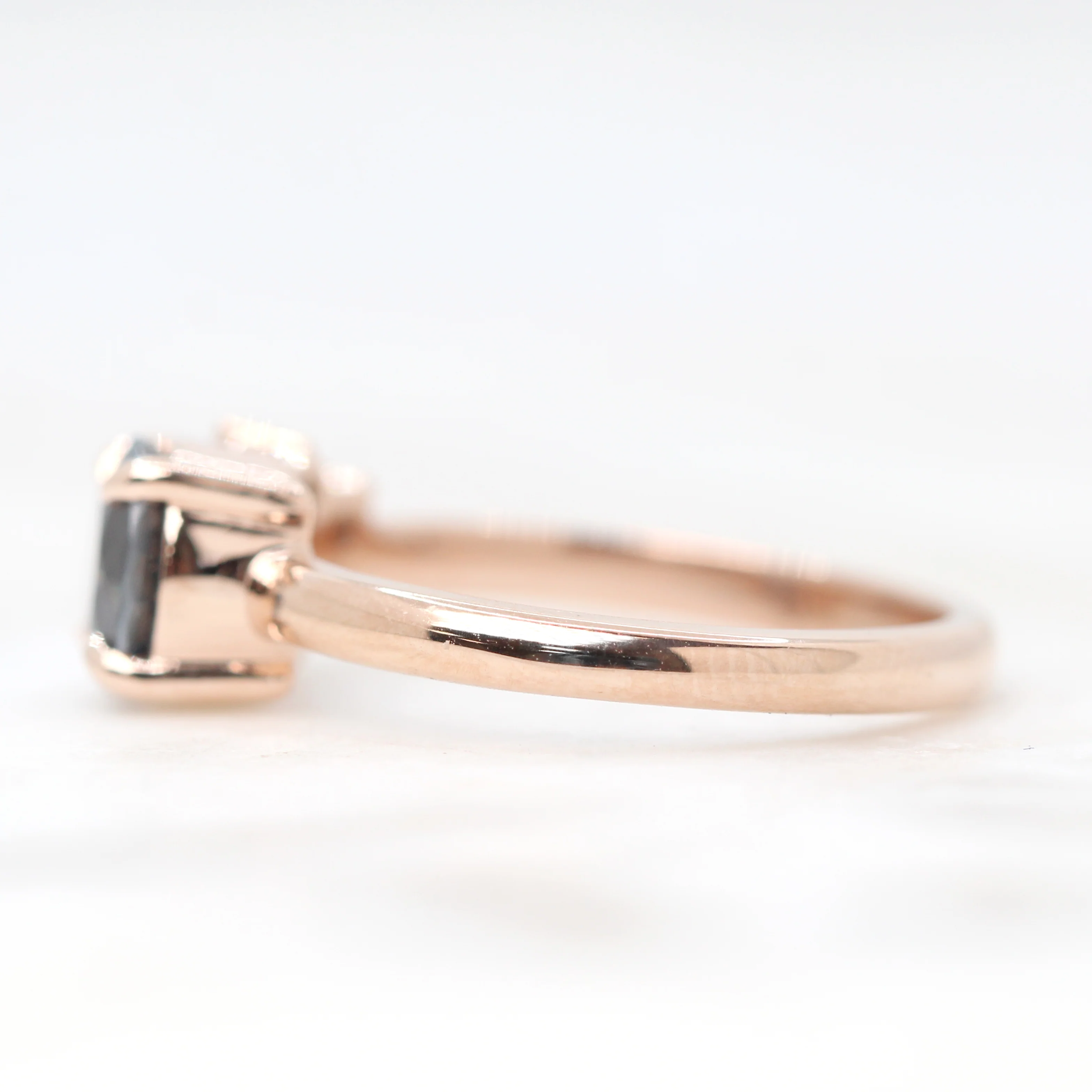 Project: Custom Abigail Ring with a 1.5+ Carat Round Blue Gray Spinel and White Accent Diamonds in 14k - Image 7