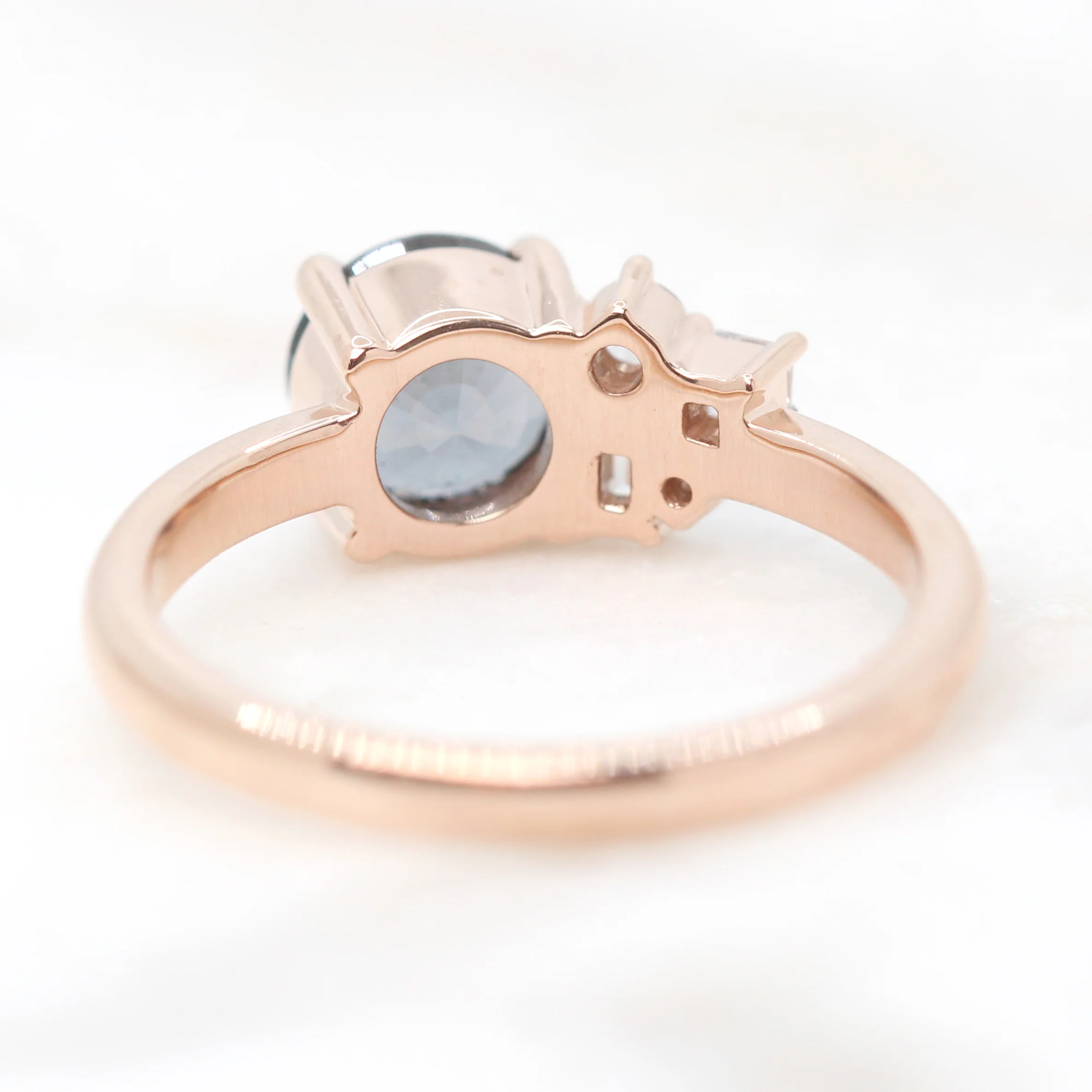 Project: Custom Abigail Ring with a 1.5+ Carat Round Blue Gray Spinel and White Accent Diamonds in 14k - Image 8