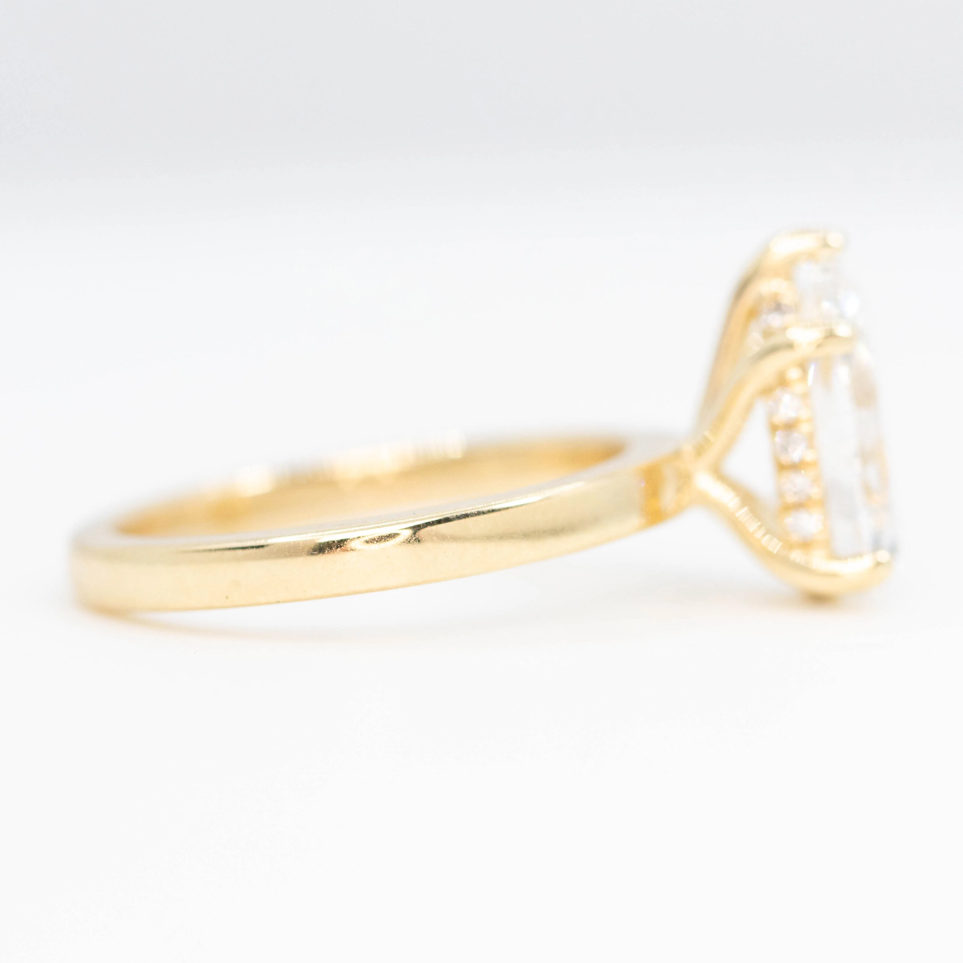 Adele Ring with a 1.98 Carat Lab Grown Pear Diamond and Hidden Diamond Halo in 14k Yellow Gold - Ready to Size and Ship - Image 5