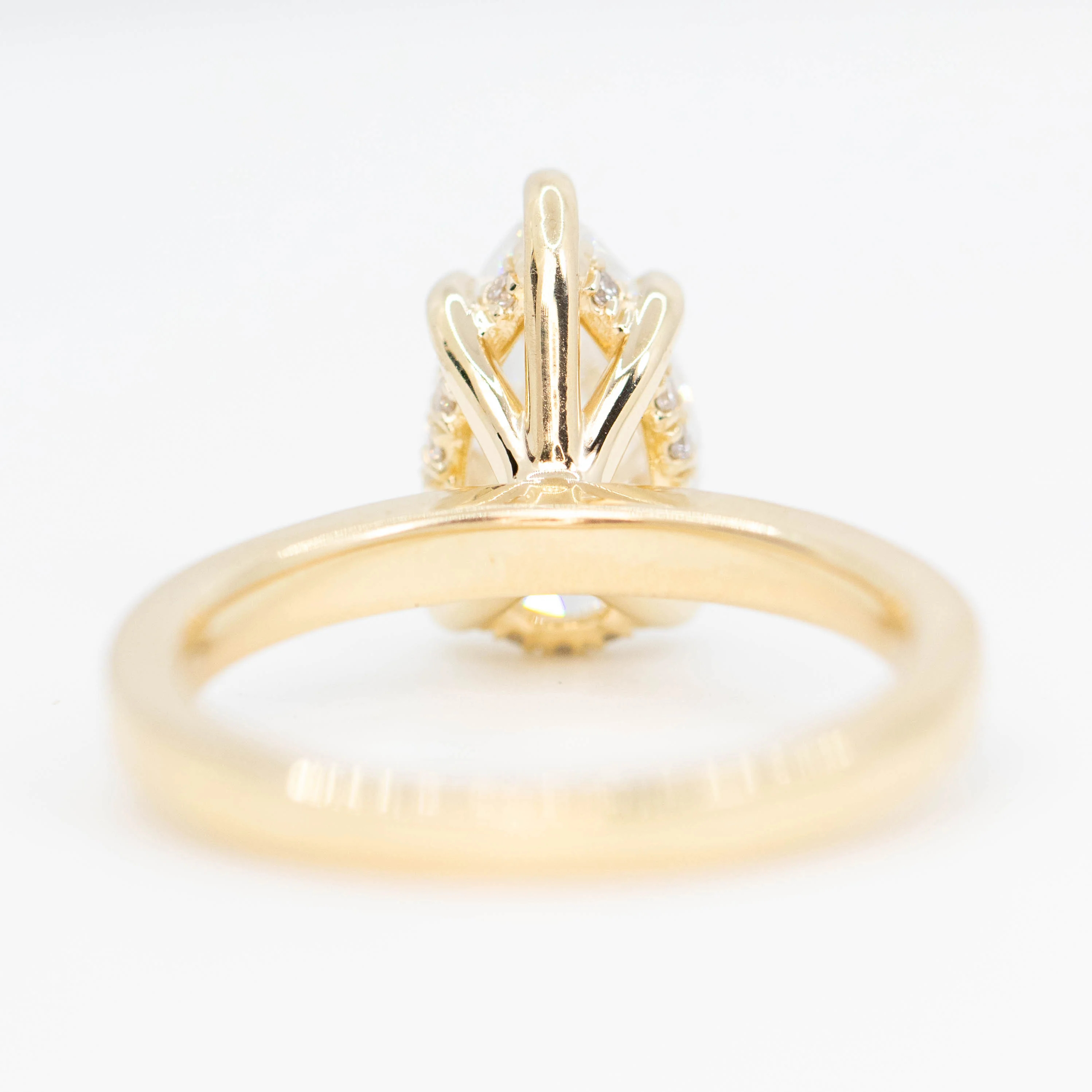 Adele Ring with a 1.98 Carat Lab Grown Pear Diamond and Hidden Diamond Halo in 14k Yellow Gold - Ready to Size and Ship - Image 8