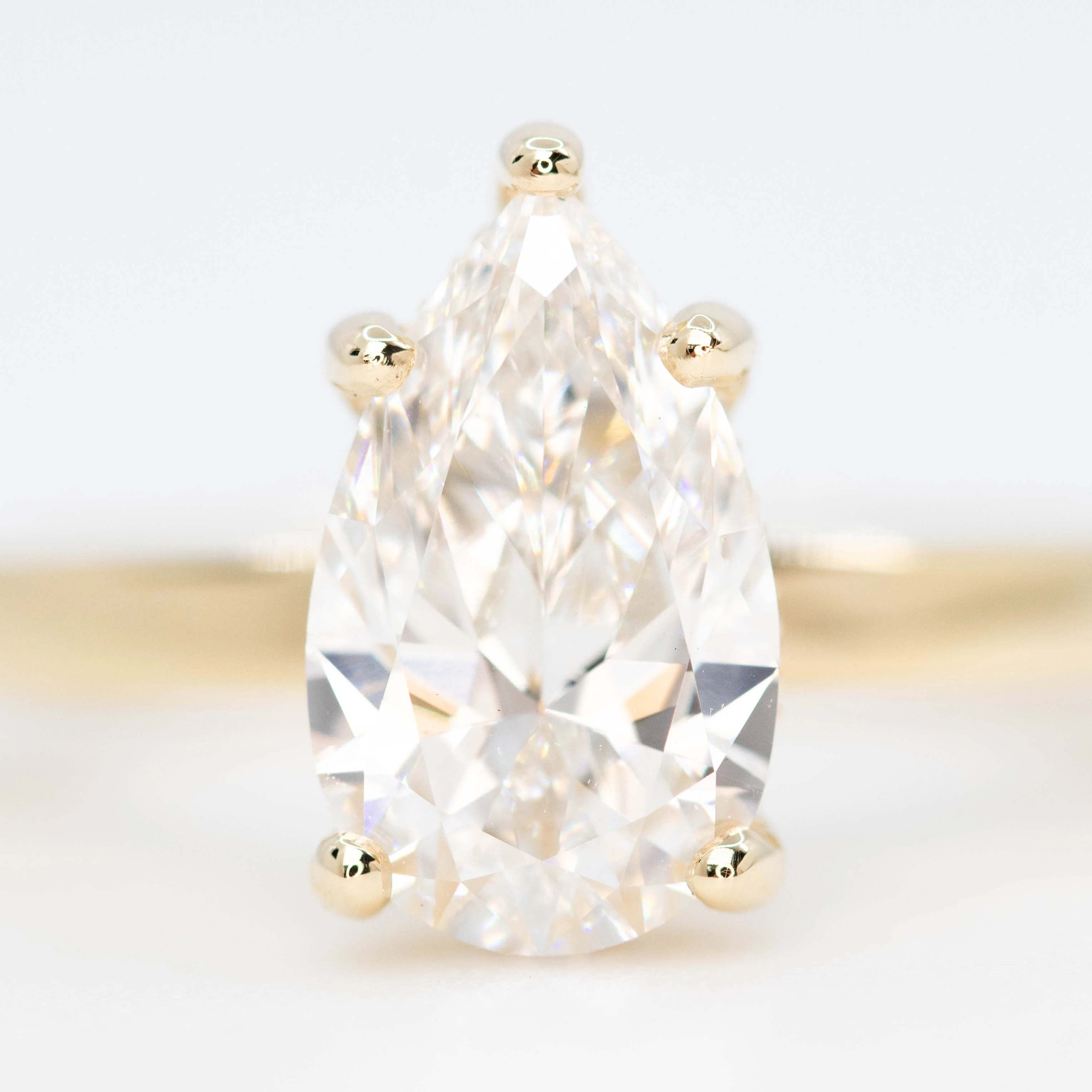Adele Ring with a 1.98 Carat Lab Grown Pear Diamond and Hidden Diamond Halo in 14k Yellow Gold - Ready to Size and Ship - Image 9