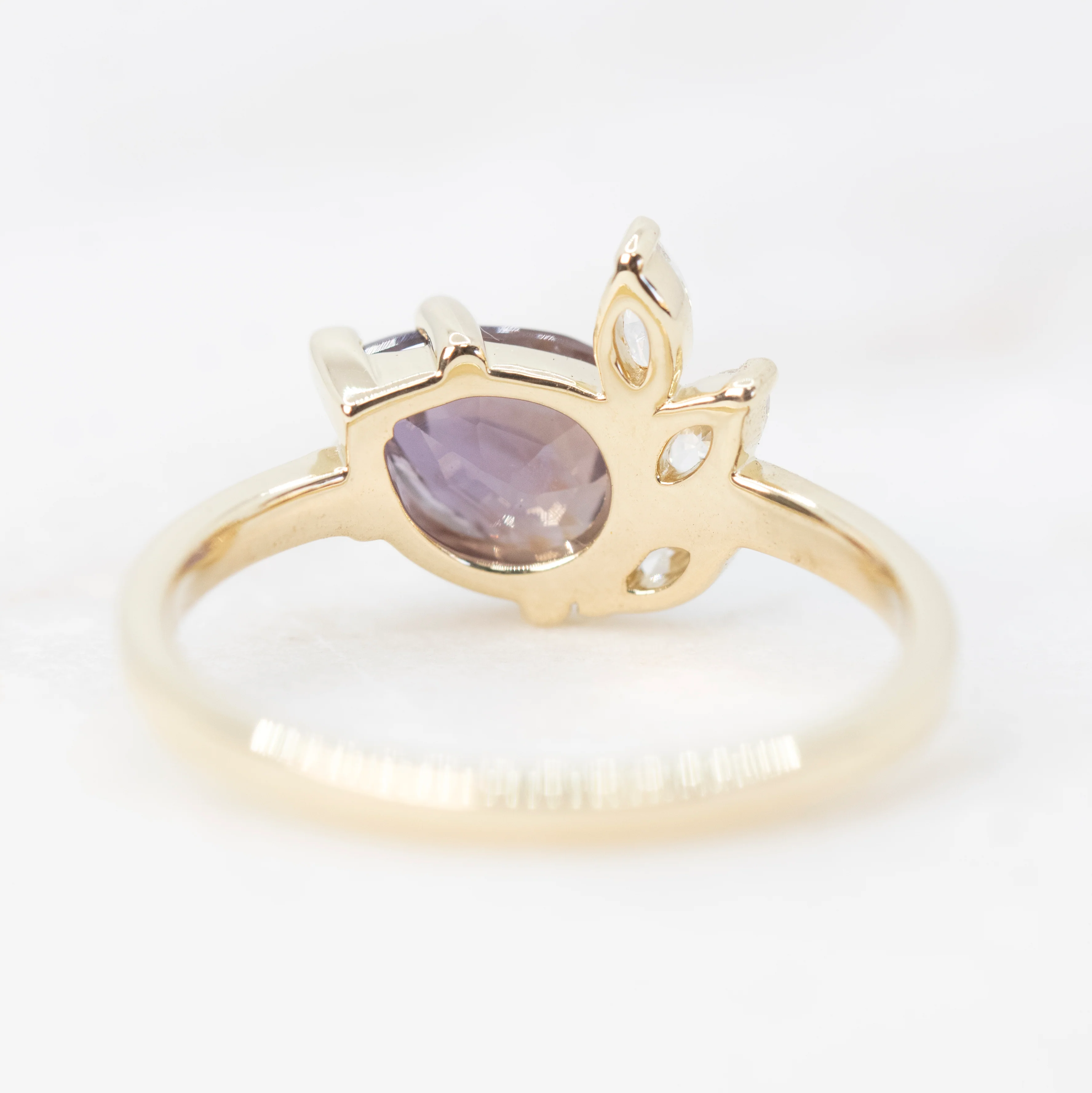 Alyssa Ring with a 1.50 Carat Berry Pear Sapphire and White Accent Diamonds in 14k Yellow Gold - Ready to Size and Ship - Image 5