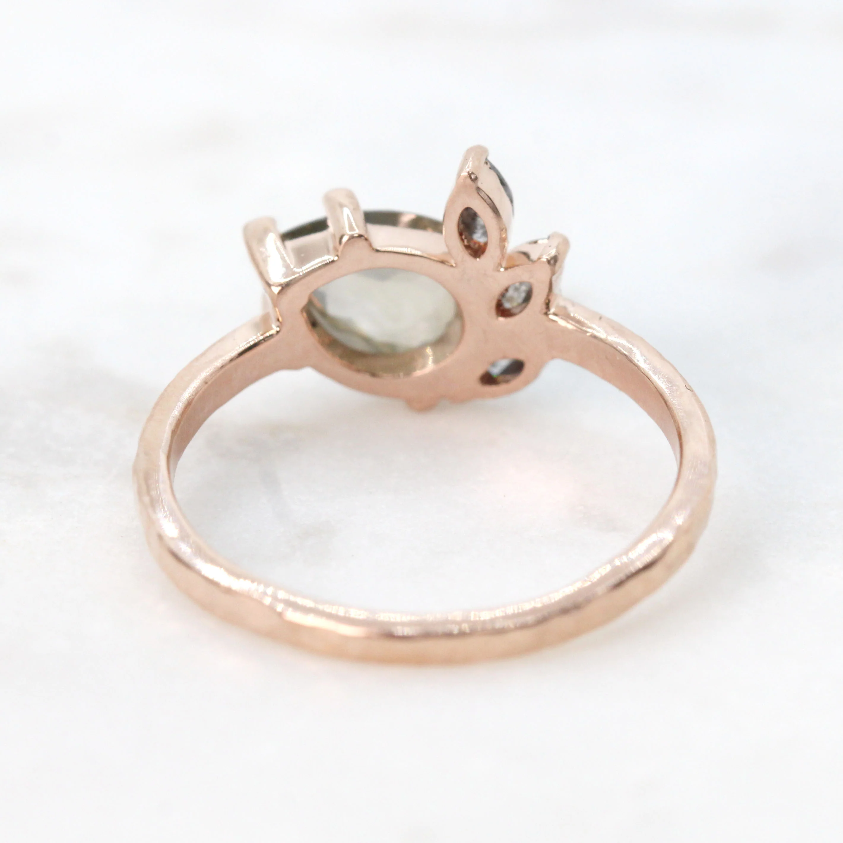 Project: Custom Alyssa Ring with a 1+ Carat Misty Gray Pear Salt and Pepper Diamond and Black Accent Diamonds in 14k - Image 6