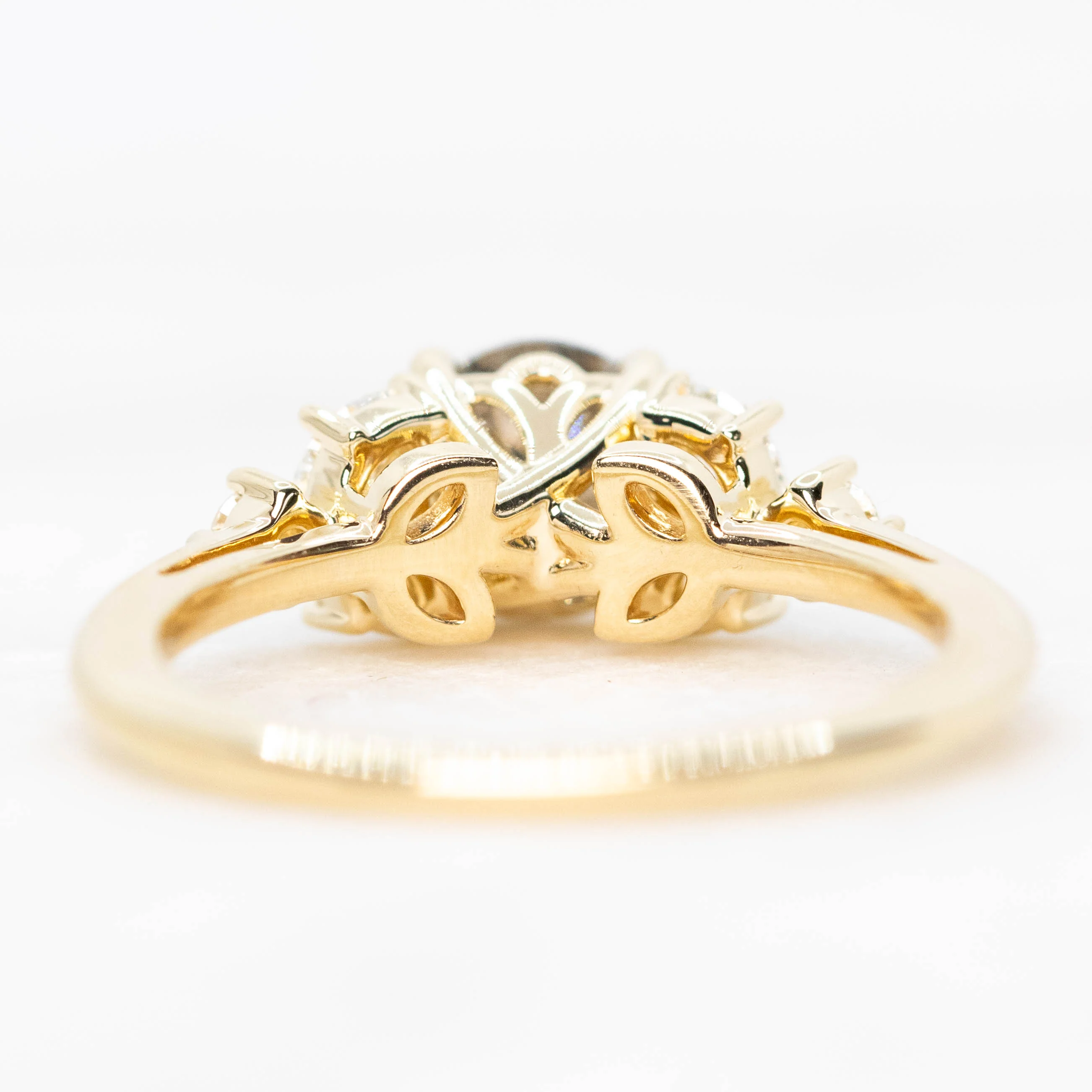 Andia Ring with a 1.10 Carat Round Gray Salt and Pepper Diamond and White Accent Diamonds in 14k Yellow Gold - Ready to Size and Ship - Image 6