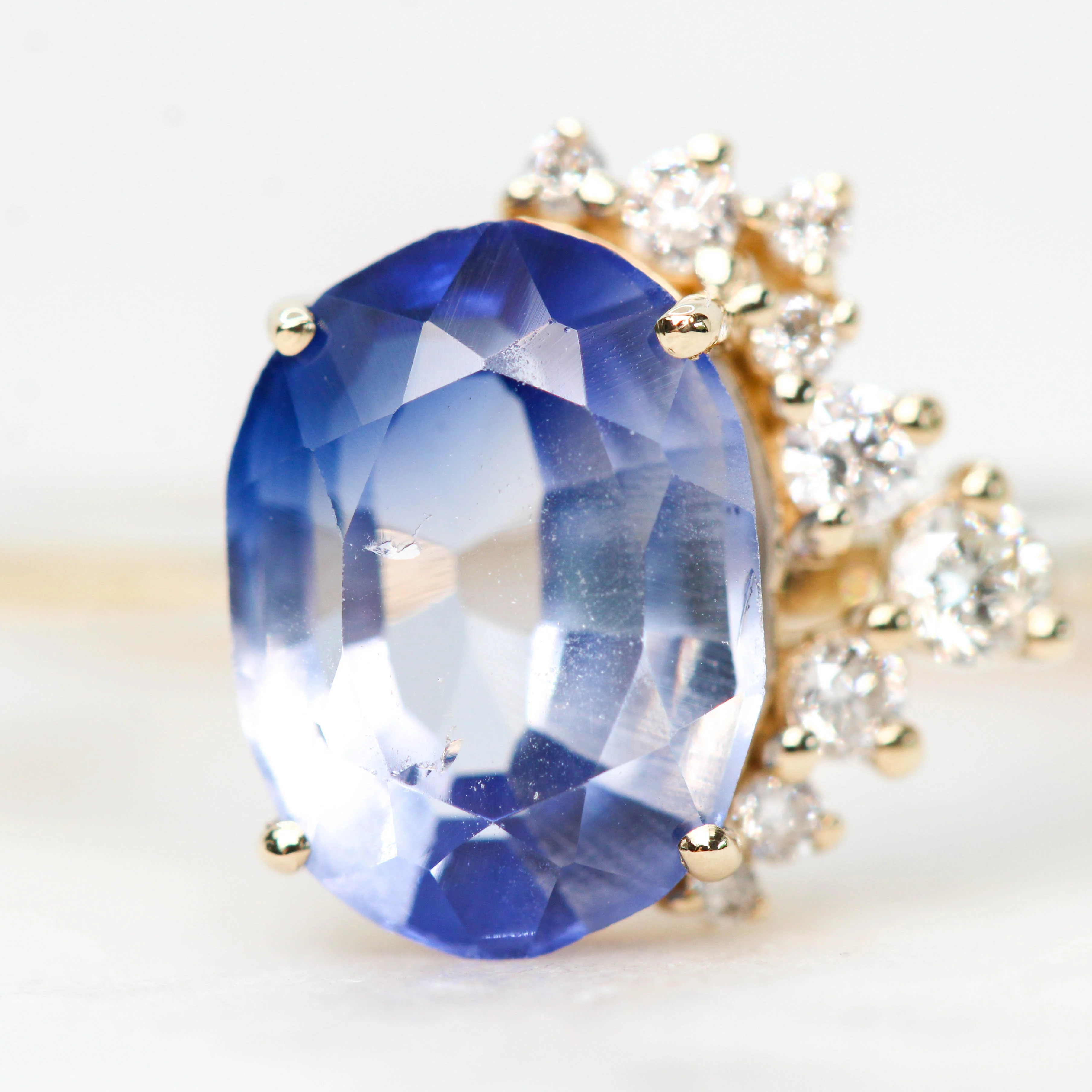 Project: Custom Anila Ring with a 2.5+ Carat Oval Blue Sapphire and White Accent Diamonds in 14k - Image 6