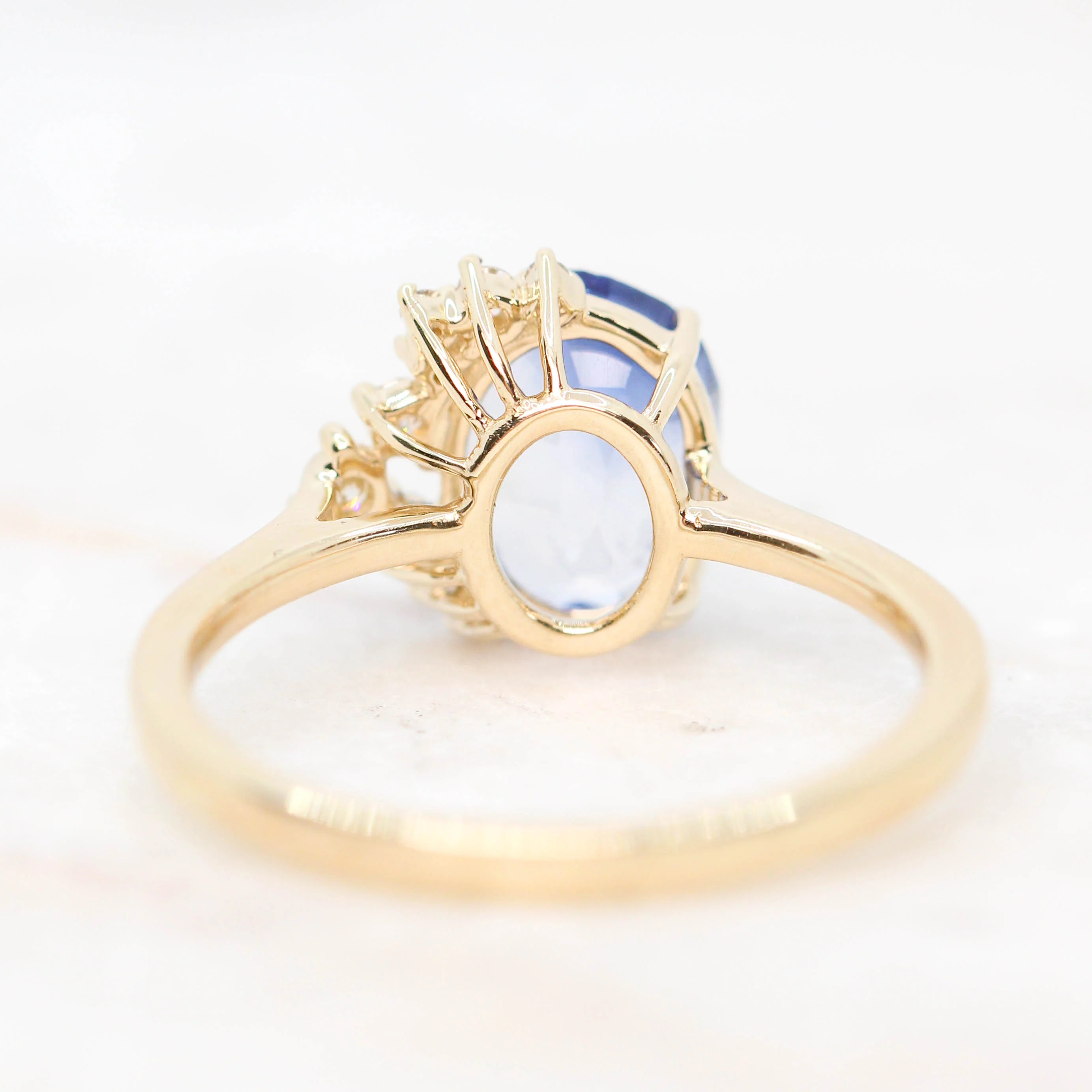 Project: Custom Anila Ring with a 2.5+ Carat Oval Blue Sapphire and White Accent Diamonds in 14k - Image 7