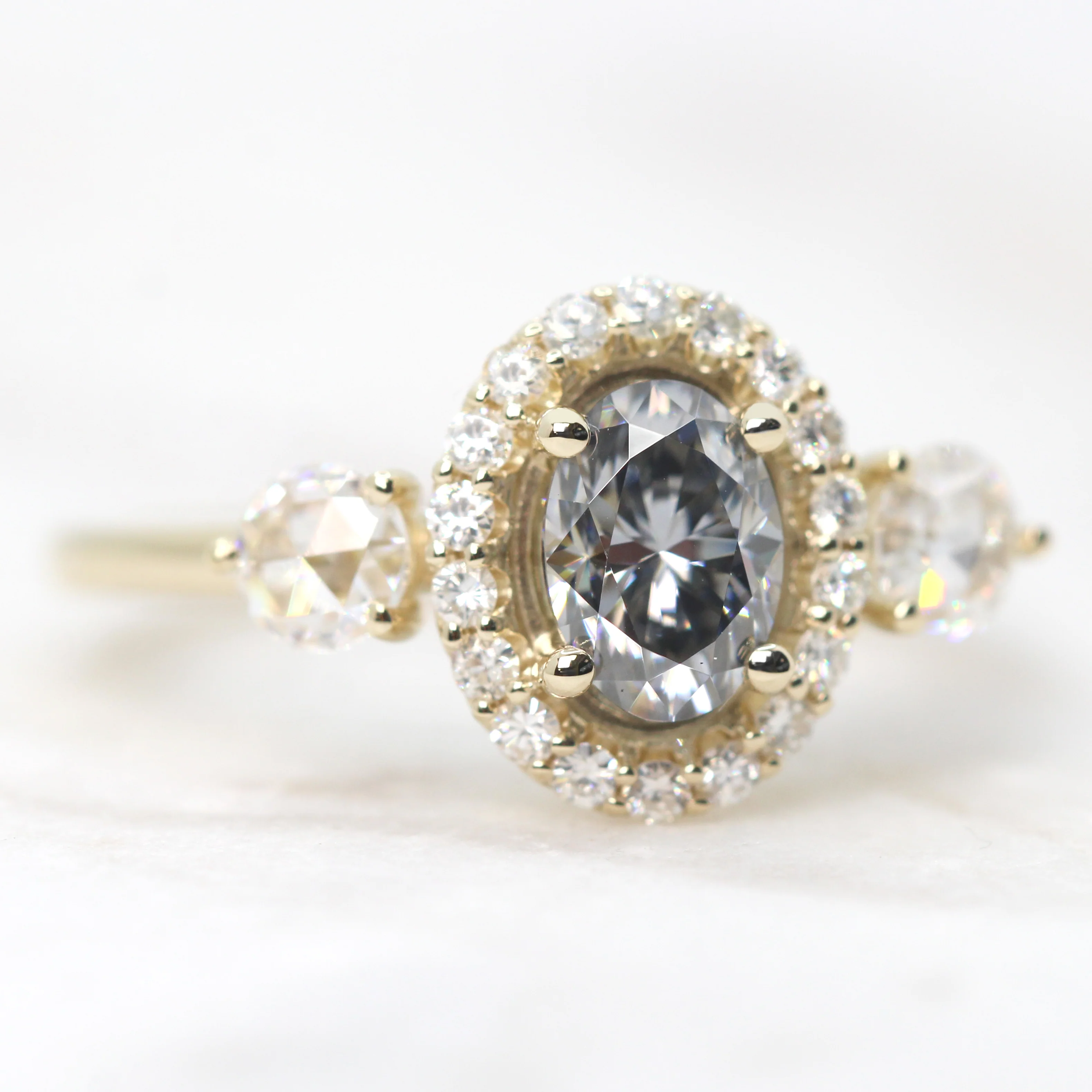 Annalyse Ring with a Gray Oval Moissanite and Moissanite Accents - Made to Order - Image 3