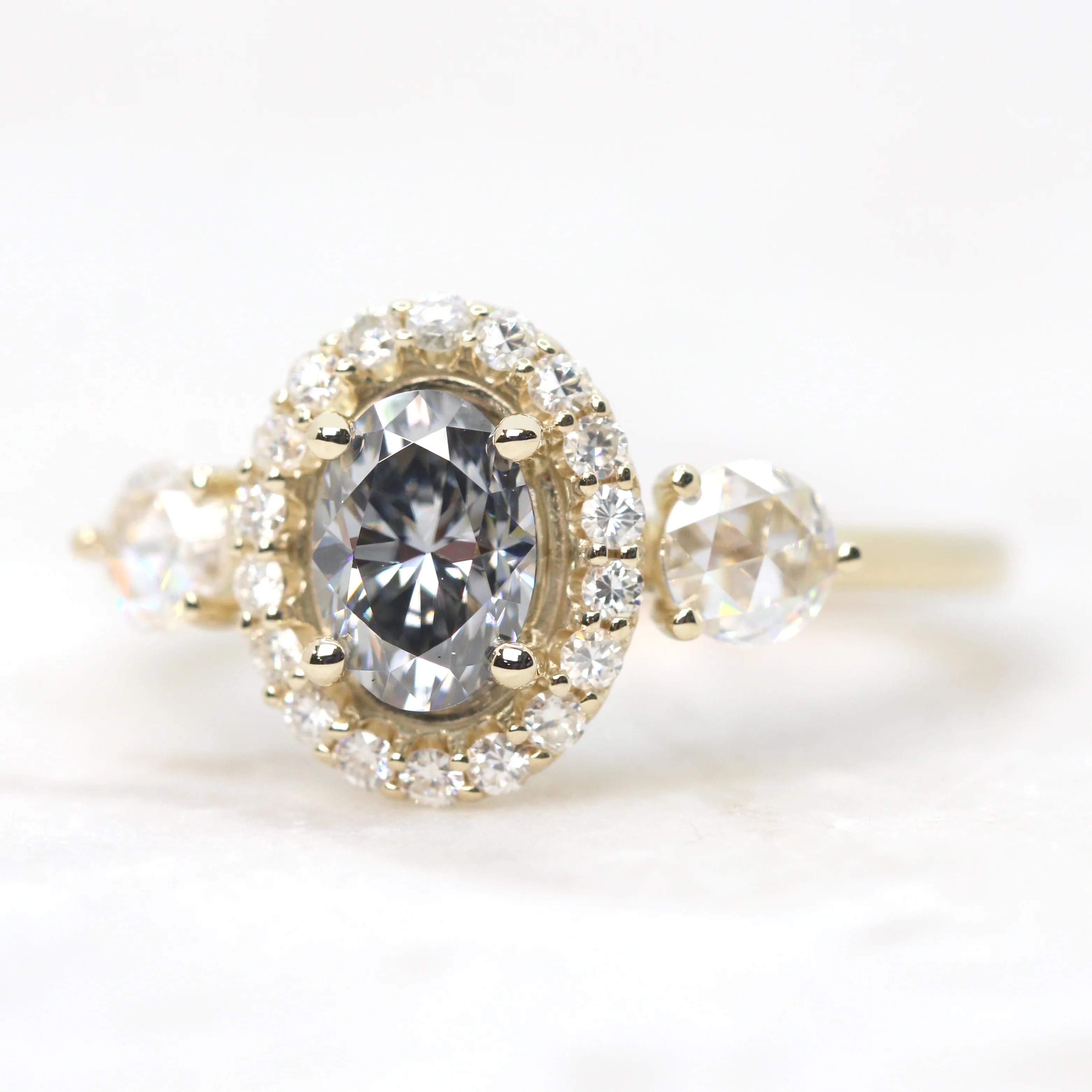 Annalyse Ring with a Gray Oval Moissanite and Moissanite Accents - Made to Order - Image 4