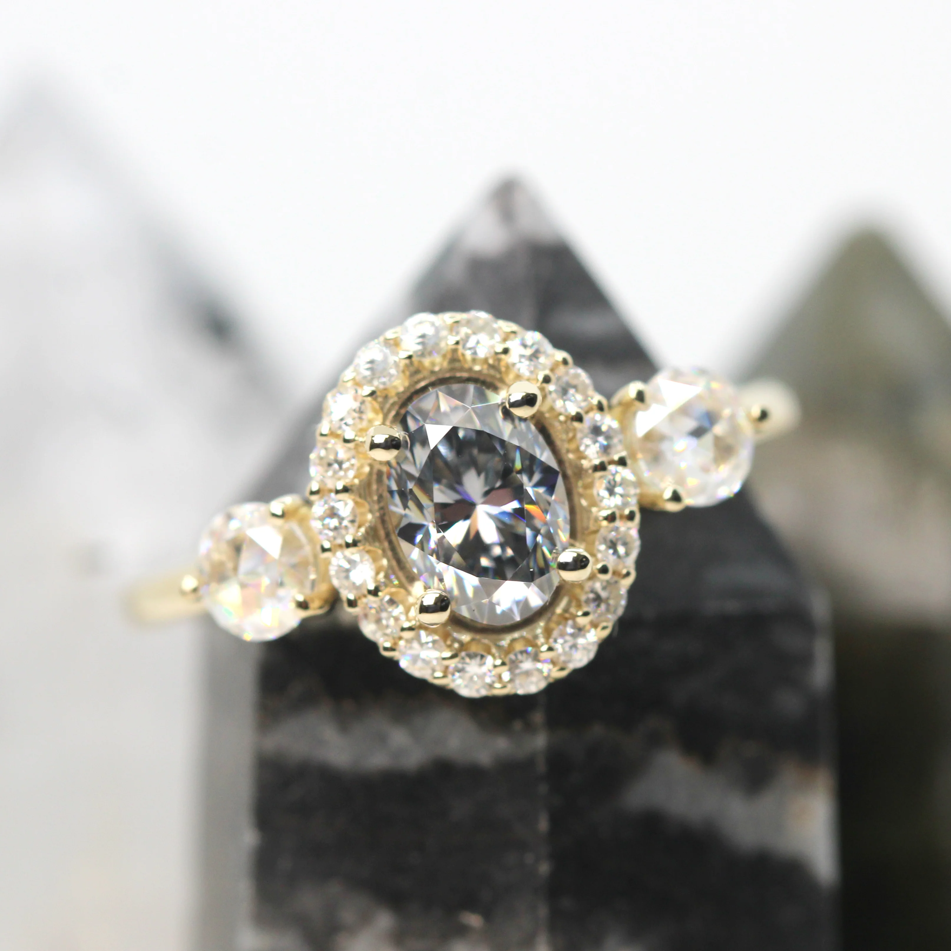 Annalyse Ring with a Gray Oval Moissanite and Moissanite Accents - Made to Order - Image 7