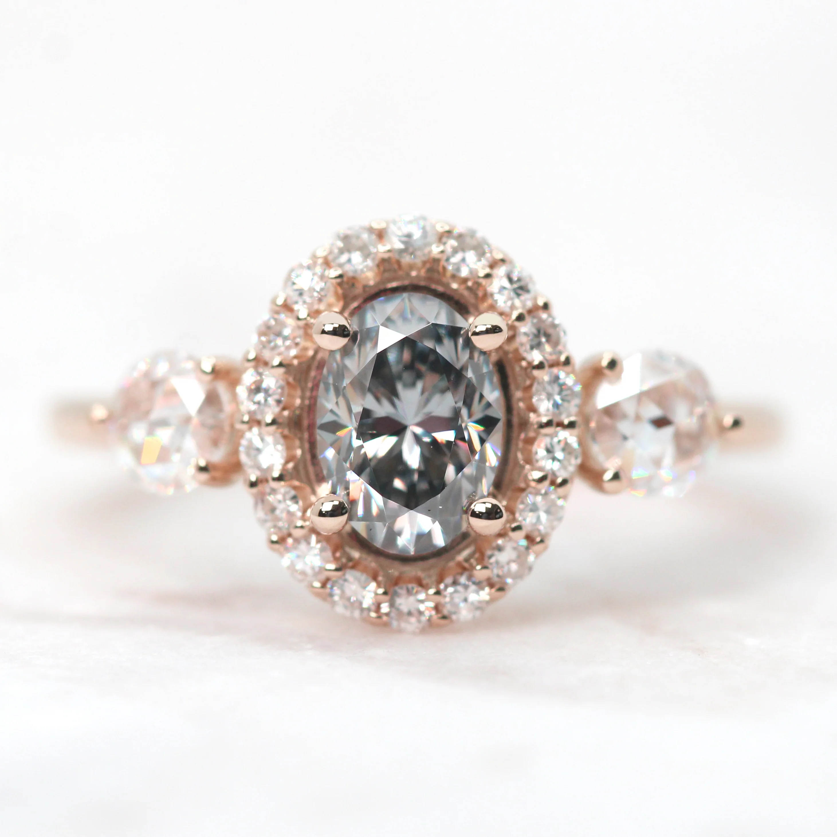 Annalyse Ring with a Gray Oval Moissanite and Moissanite Accents - Made to Order - Image 8