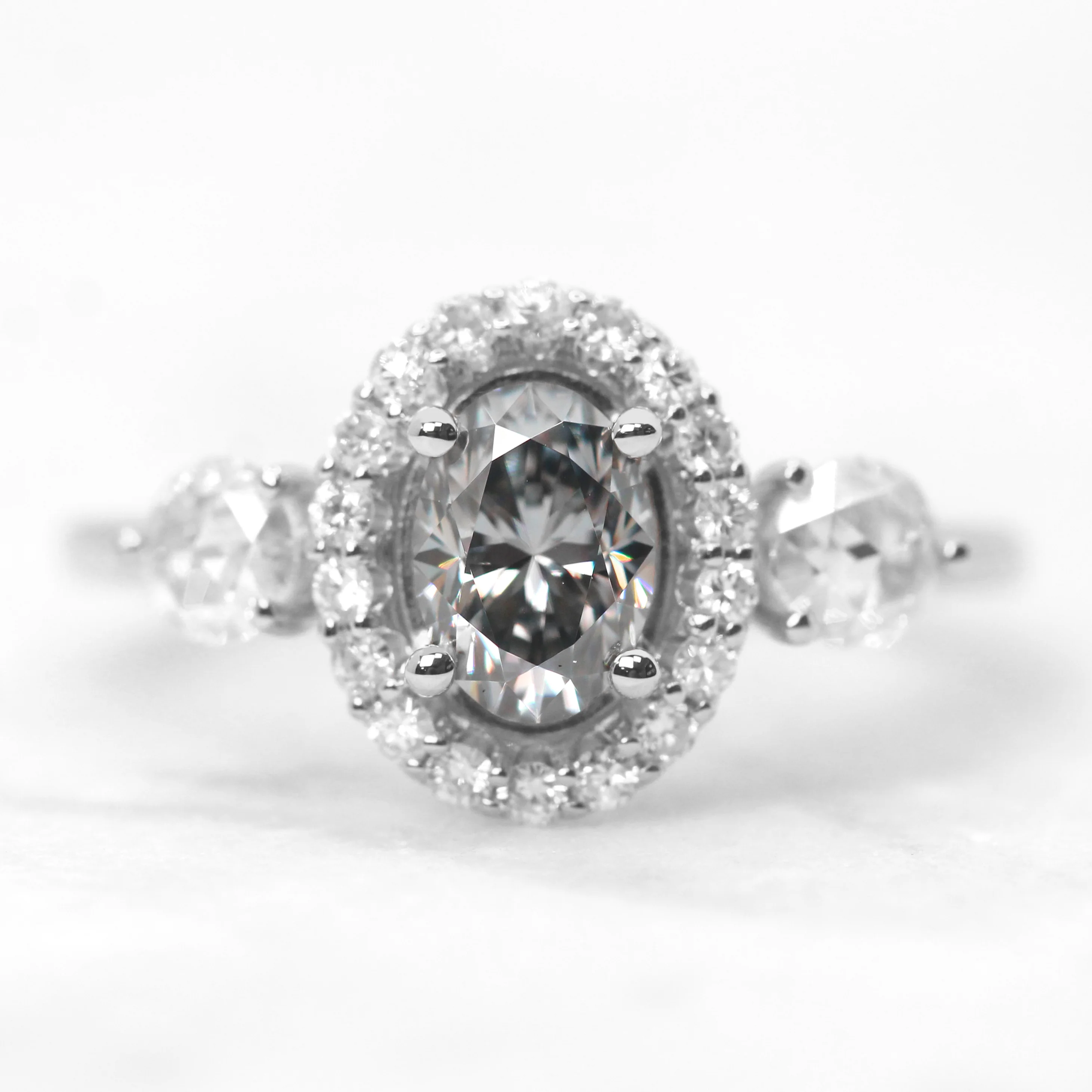 Annalyse Ring with a Gray Oval Moissanite and Moissanite Accents - Made to Order - Image 9