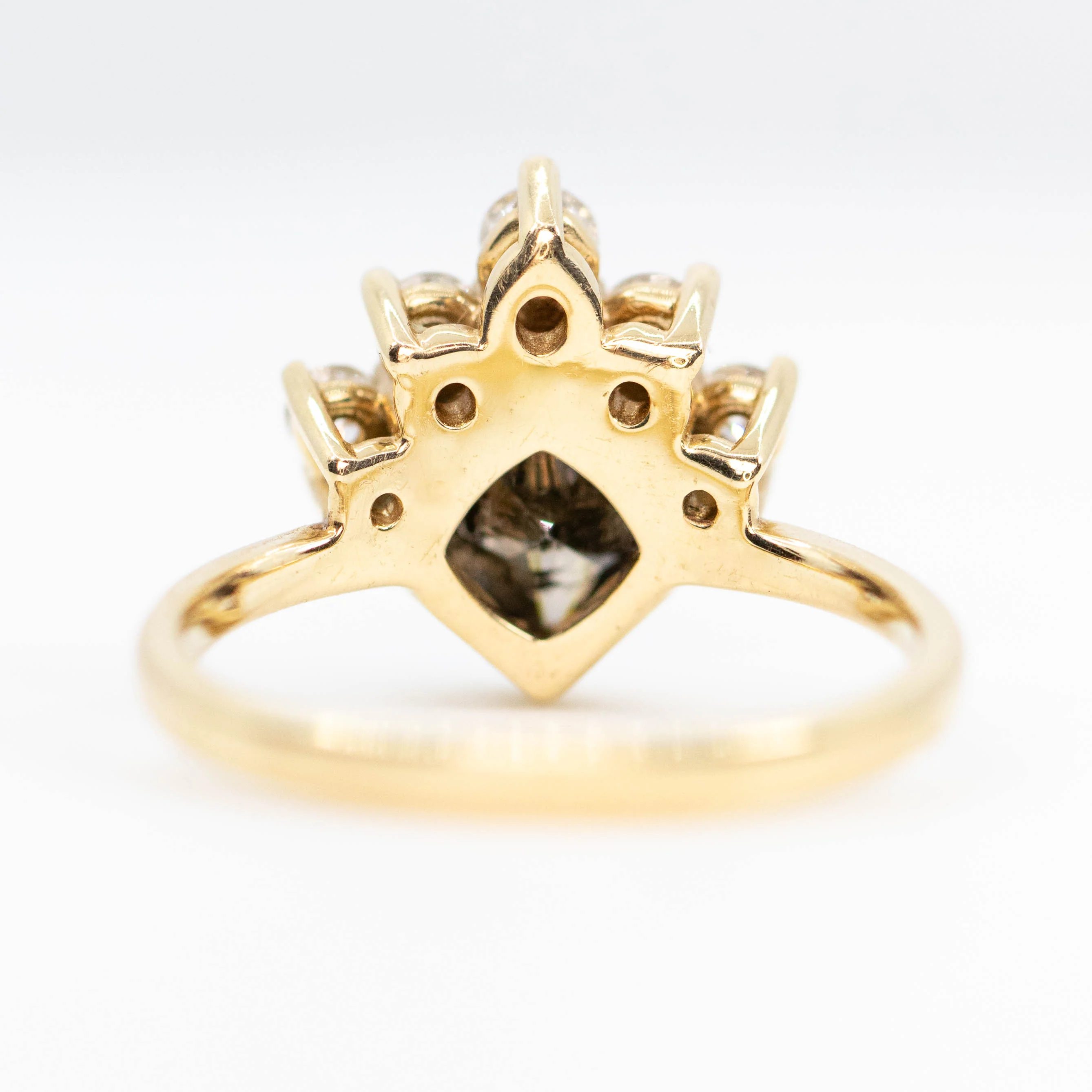 Ashlyn Ring with a 1.62 Carat Dark Champagne Salt and Pepper Princess Cut Diamond in 14K Yellow Gold - Ready to Size and Ship - Image 6