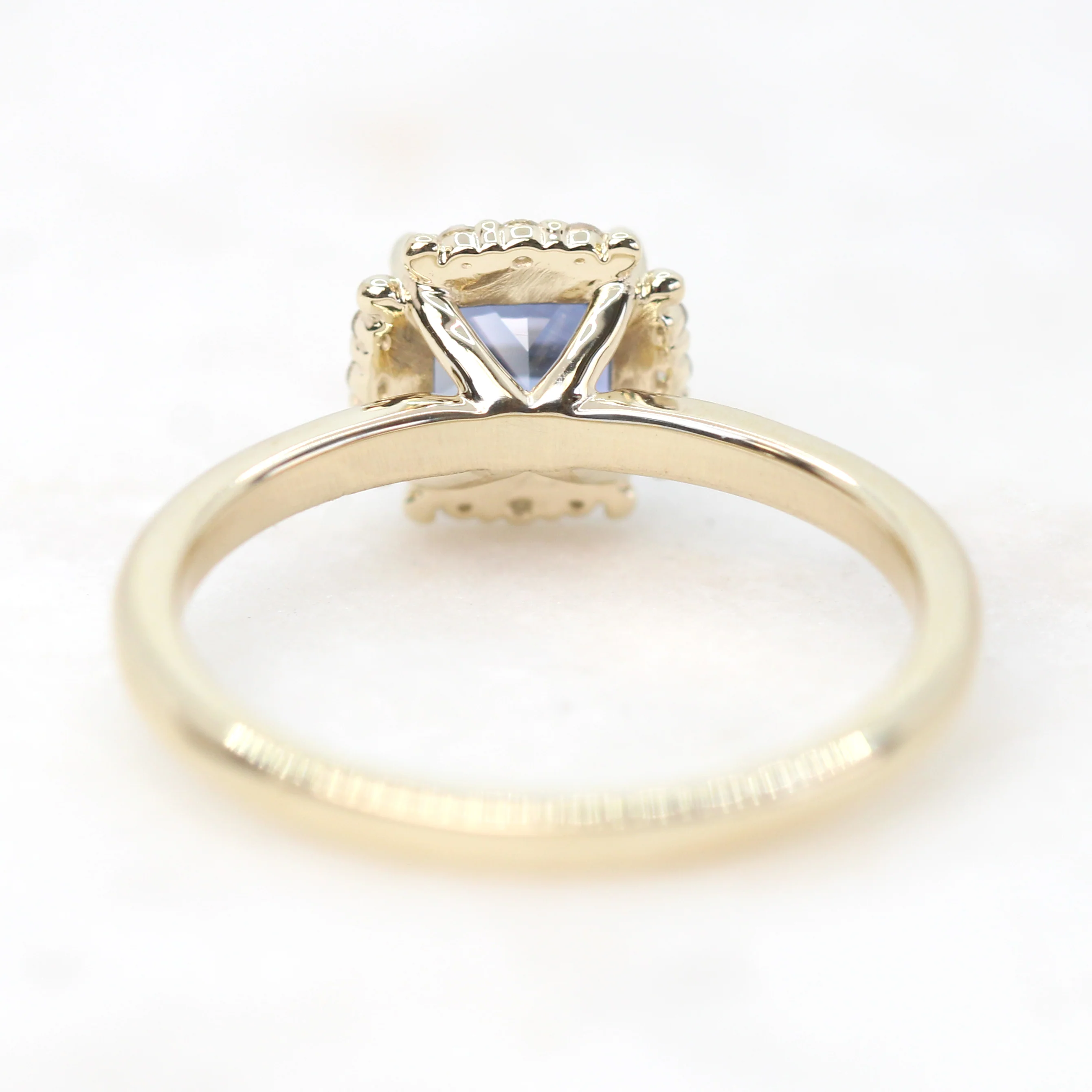 Astrid Ring with a 1.08 Carat Radiant Cut Blue Sapphire and White Accent Diamonds in 10k Yellow Gold - Ready to Size and Ship - Image 6