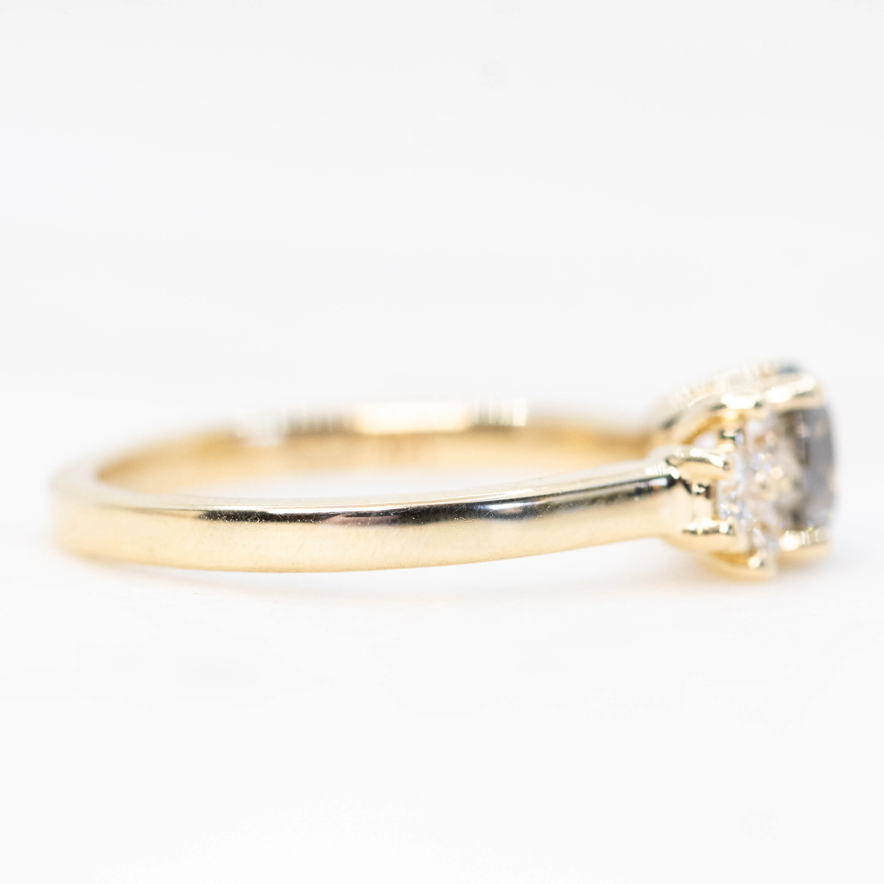 Avery Ring with a 1.01 Carat Round Champagne Diamond and White Accent Diamonds in 14k Yellow Gold - Ready to Size and Ship - Image 5