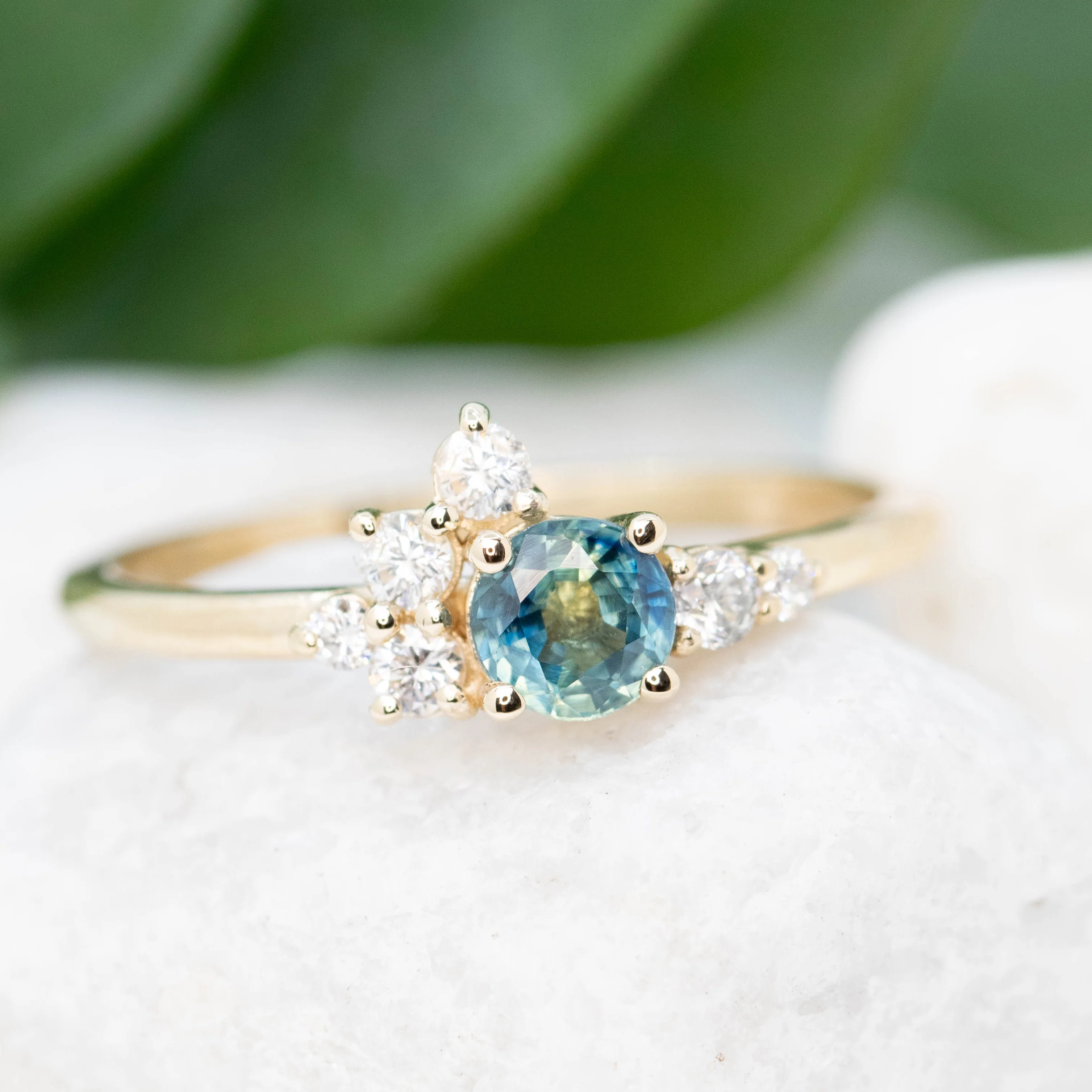 Baby Orion Ring with a Round Blue Sapphire and White Accent Diamonds - Made to Order - Image 10