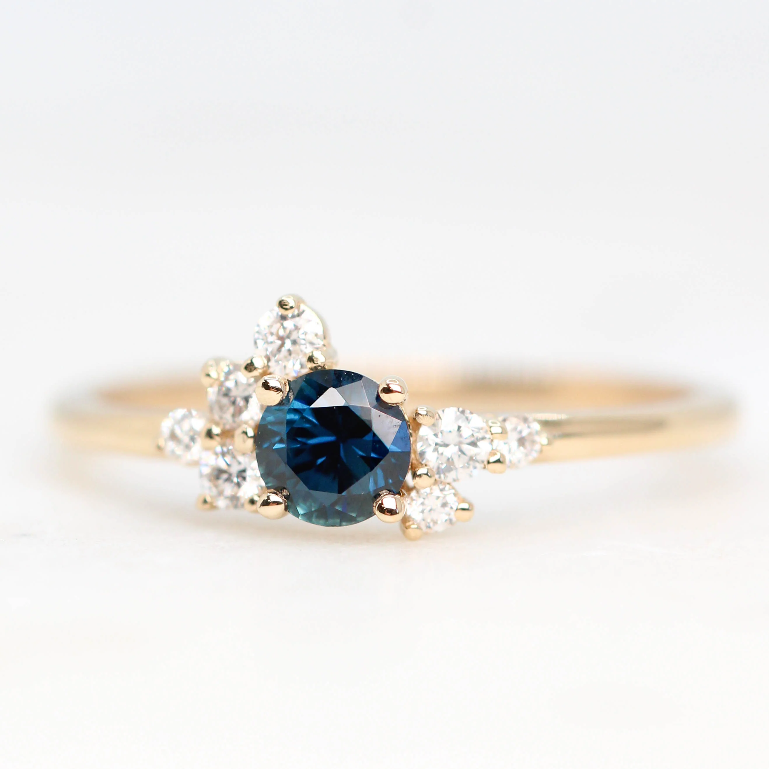 Baby Orion Ring with a Round Blue Sapphire and White Accent Diamonds - Made to Order - Image 3
