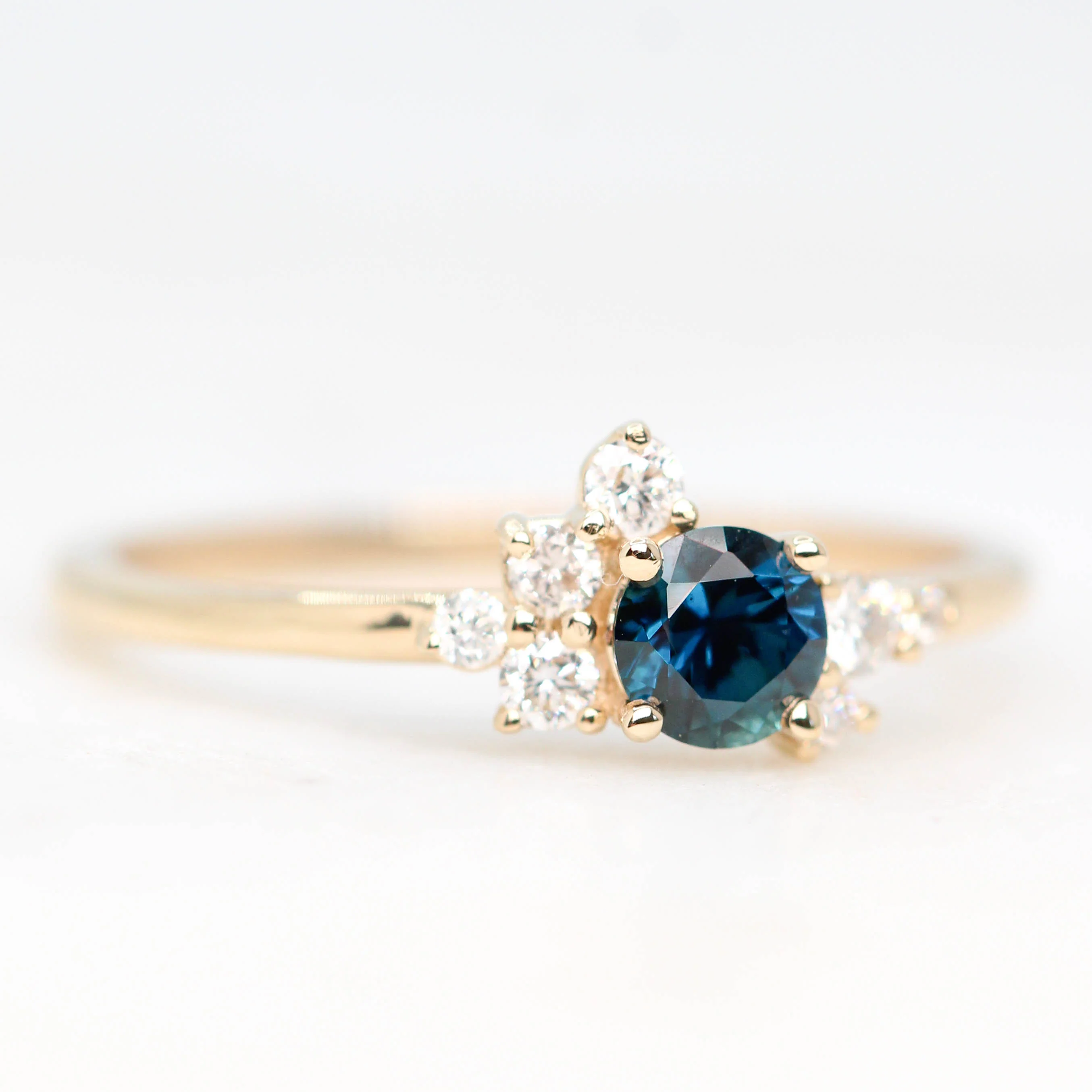 Baby Orion Ring with a Round Blue Sapphire and White Accent Diamonds - Made to Order - Image 4