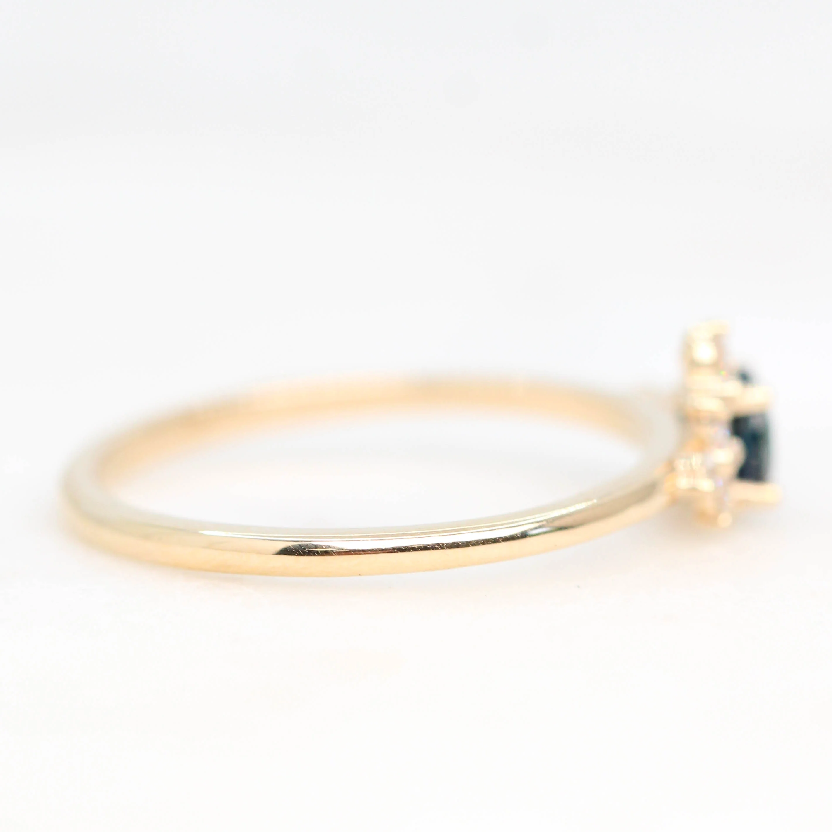 Baby Orion Ring with a Round Blue Sapphire and White Accent Diamonds - Made to Order - Image 5