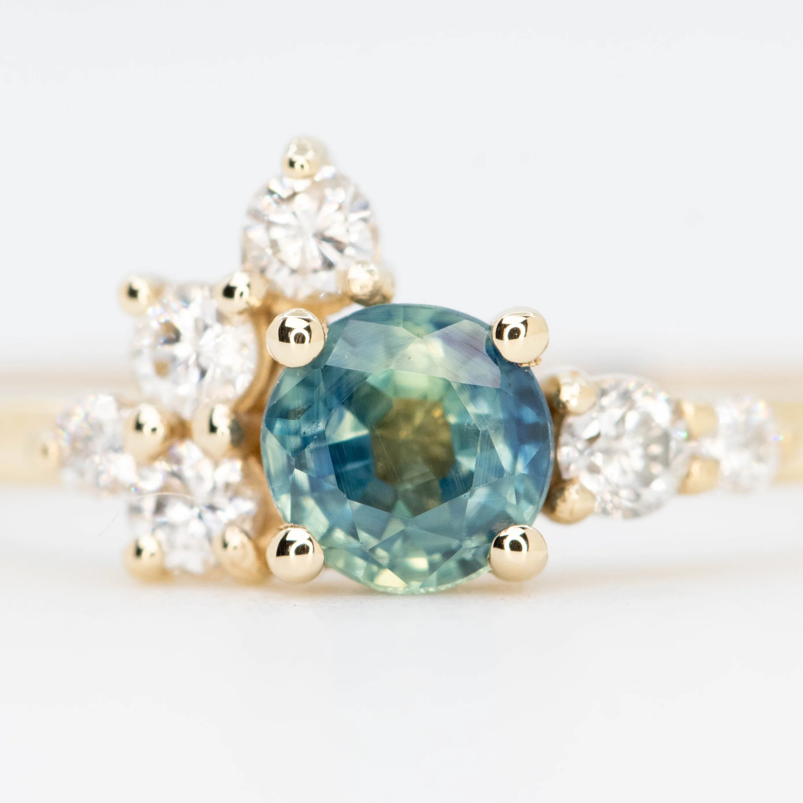 Baby Orion Ring with a Round Blue Sapphire and White Accent Diamonds - Made to Order - Image 8