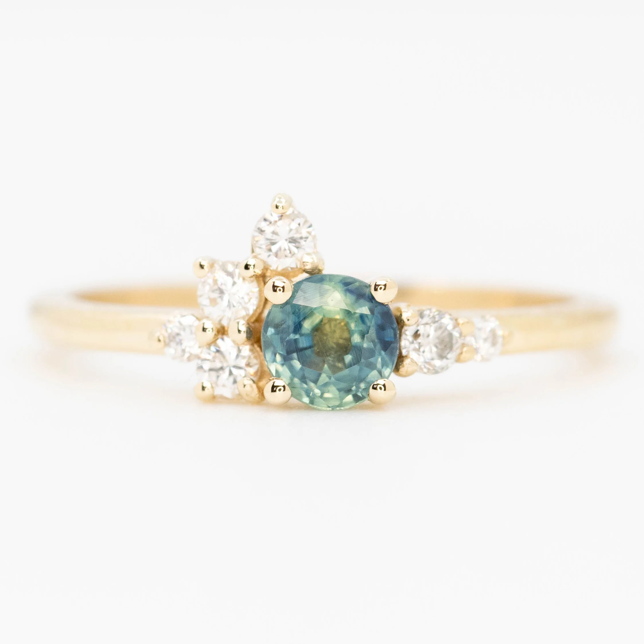 Baby Orion Ring with a Round Blue Sapphire and White Accent Diamonds - Made to Order - Image 9