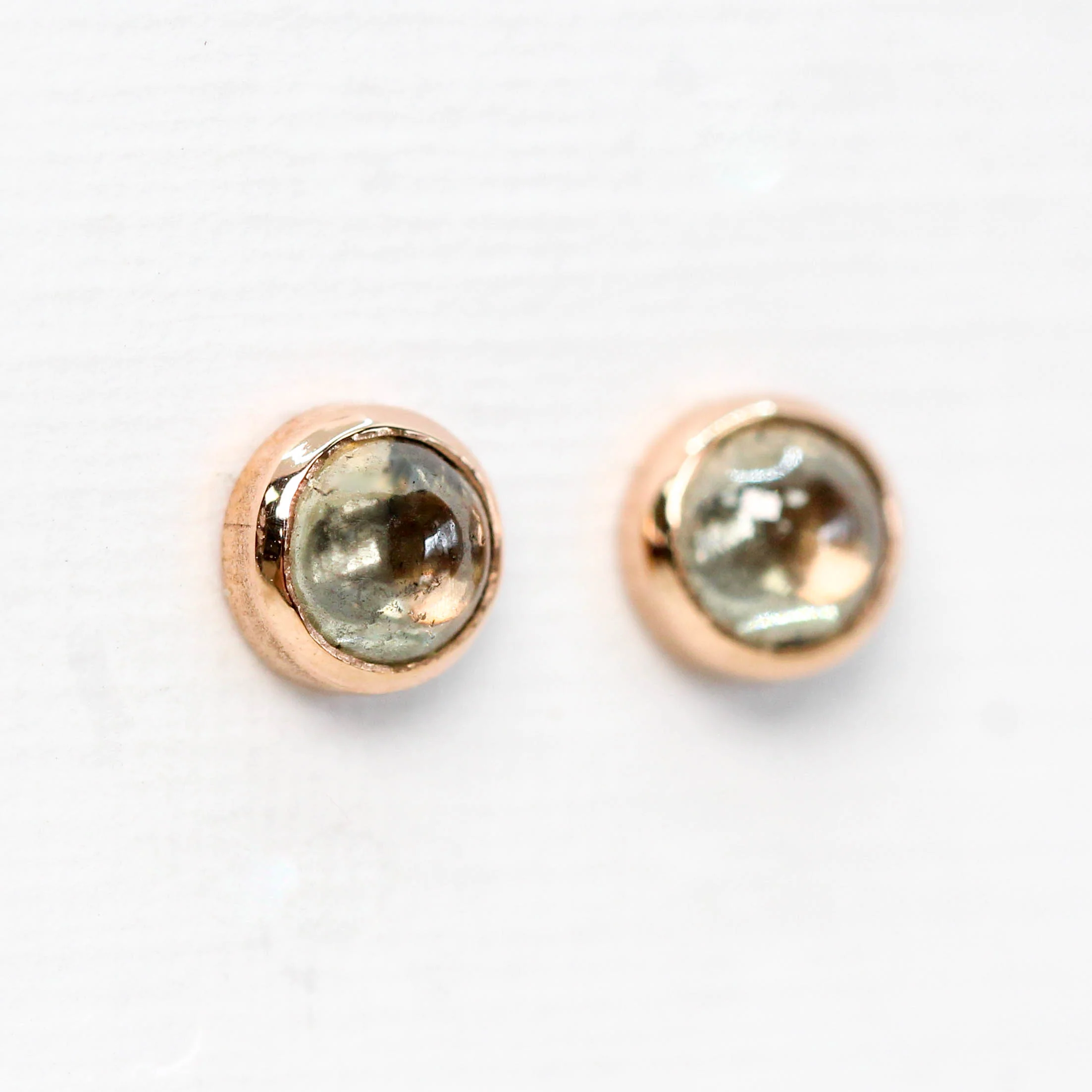 Bezel-Set Round Cabochon Salt and Pepper Diamond Earrings in 14k White Gold - Ready to Ship - Image 8