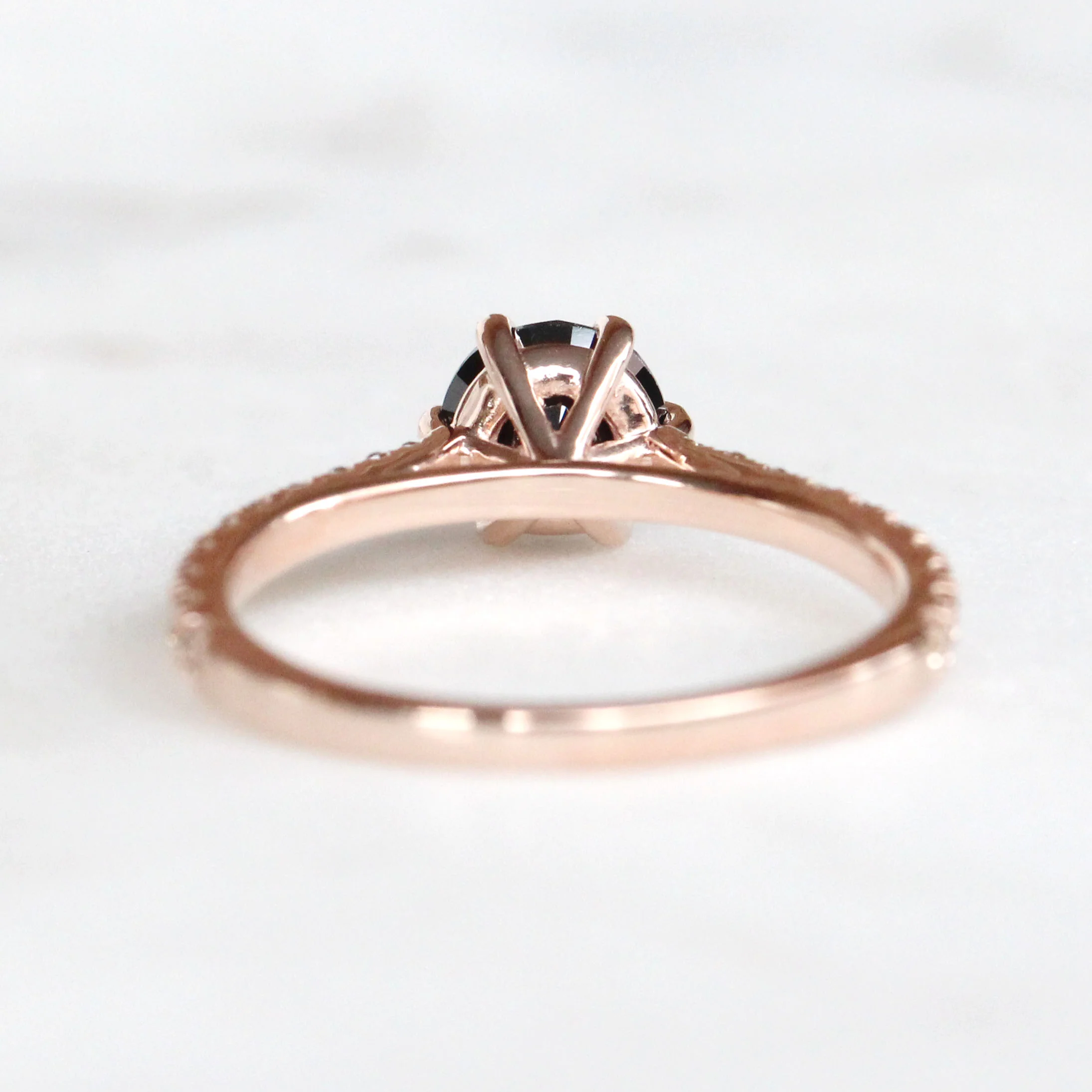 Bonita Ring with a 1 Carat Black Diamond and French Set Champagne Diamonds - Made to Order - Image 5