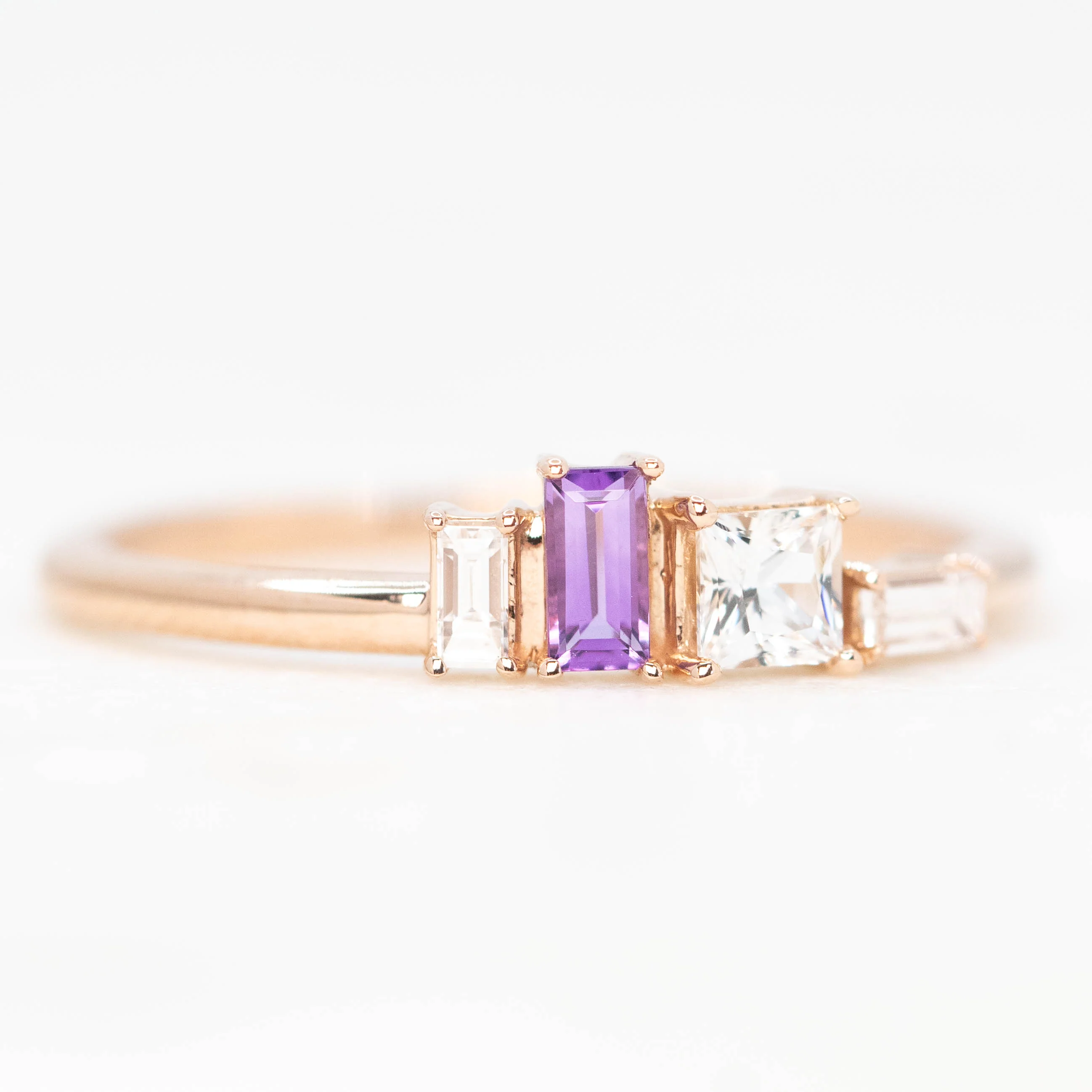 Brooklyn Ring with Diamond and Amethyst Accents in 14k Rose Gold - Ready to Size and Ship - Image 4
