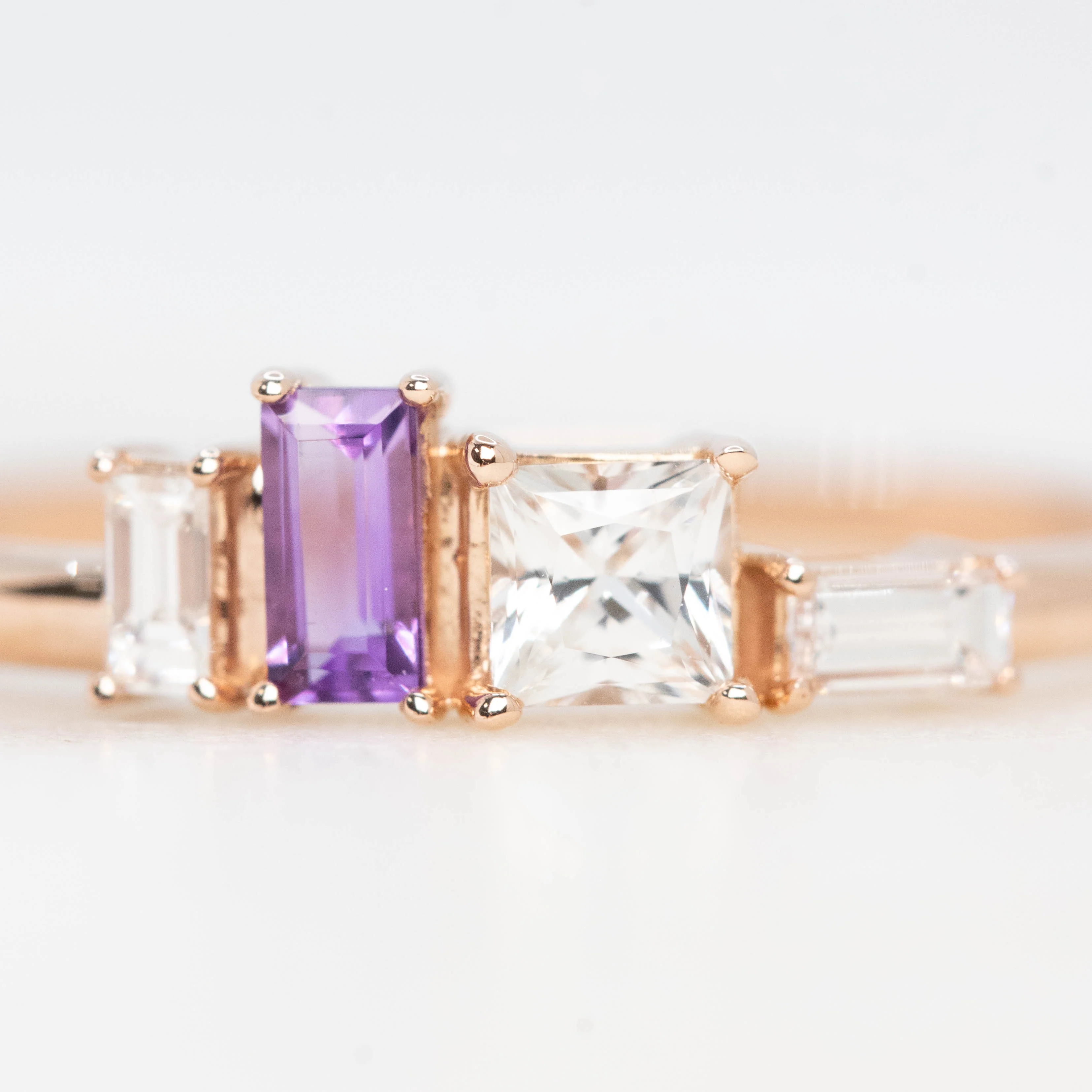 Brooklyn Ring with Diamond and Amethyst Accents in 14k Rose Gold - Ready to Size and Ship - Image 7