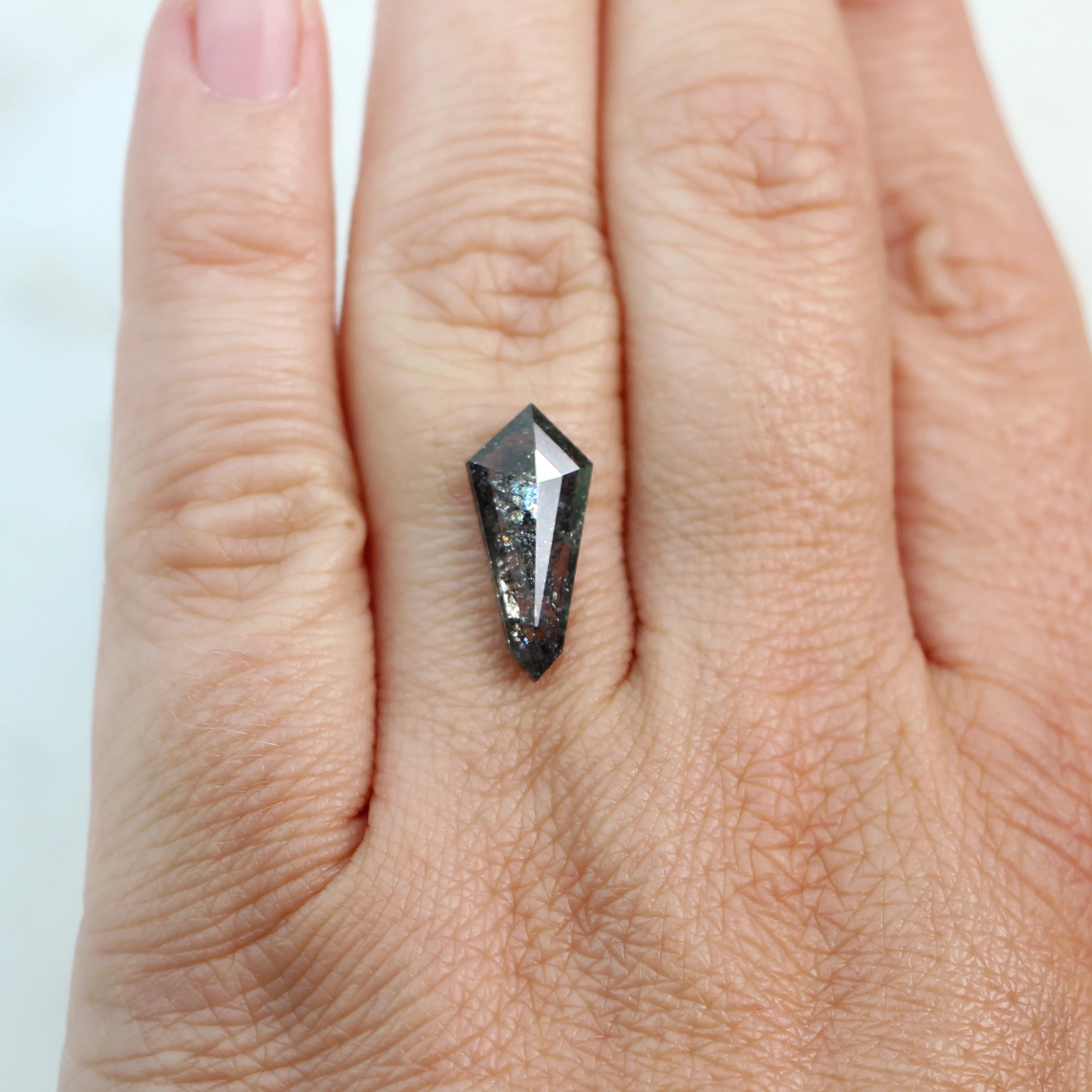 2.68 Carat Shield Cut Dark + Clear Salt and Pepper Diamond for Custom Work - Inventory Code DCS268 - Image 2