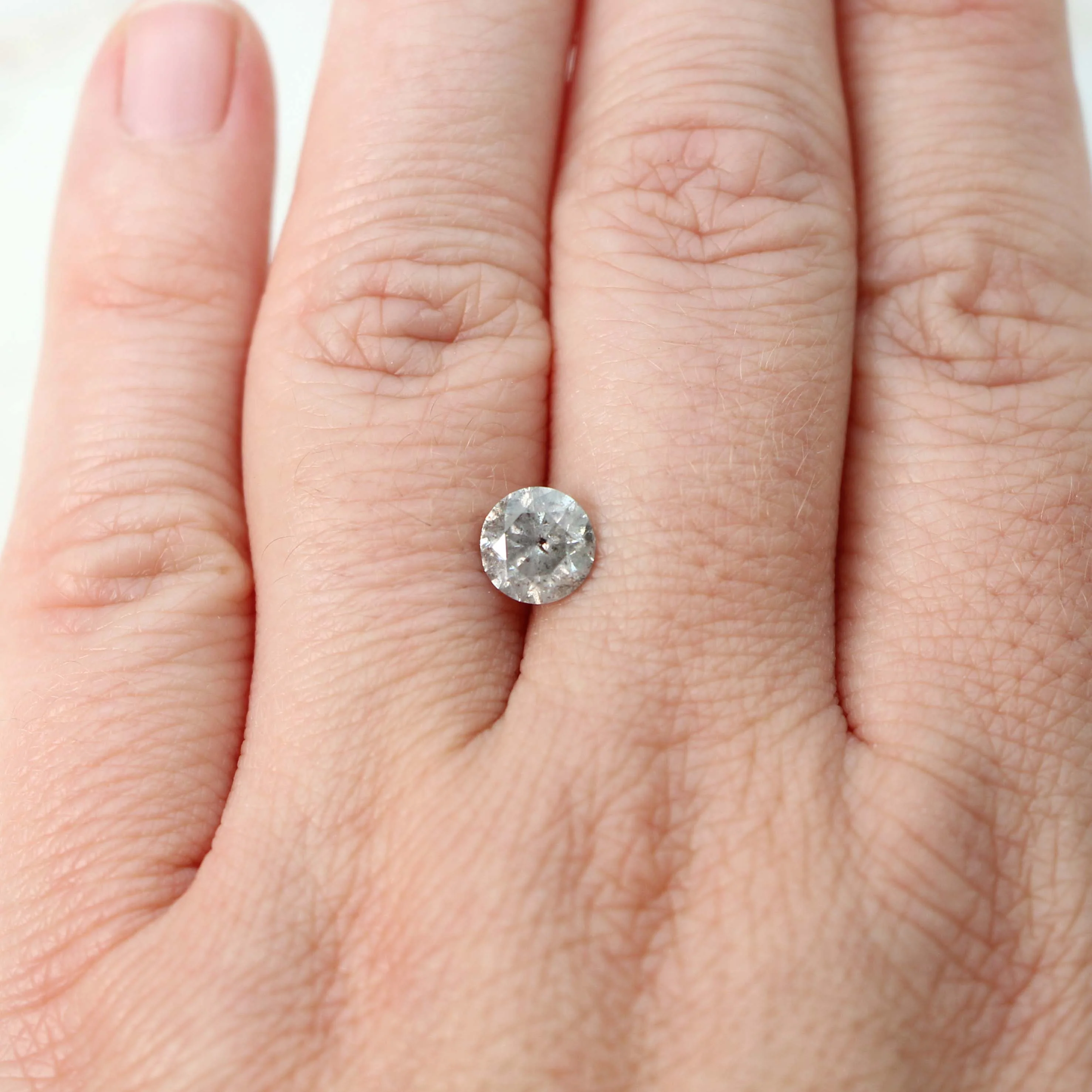 1.2 Carat Round Gray Salt and Pepper Diamond for Custom Work - Inventory Code SGR12 - Image 2