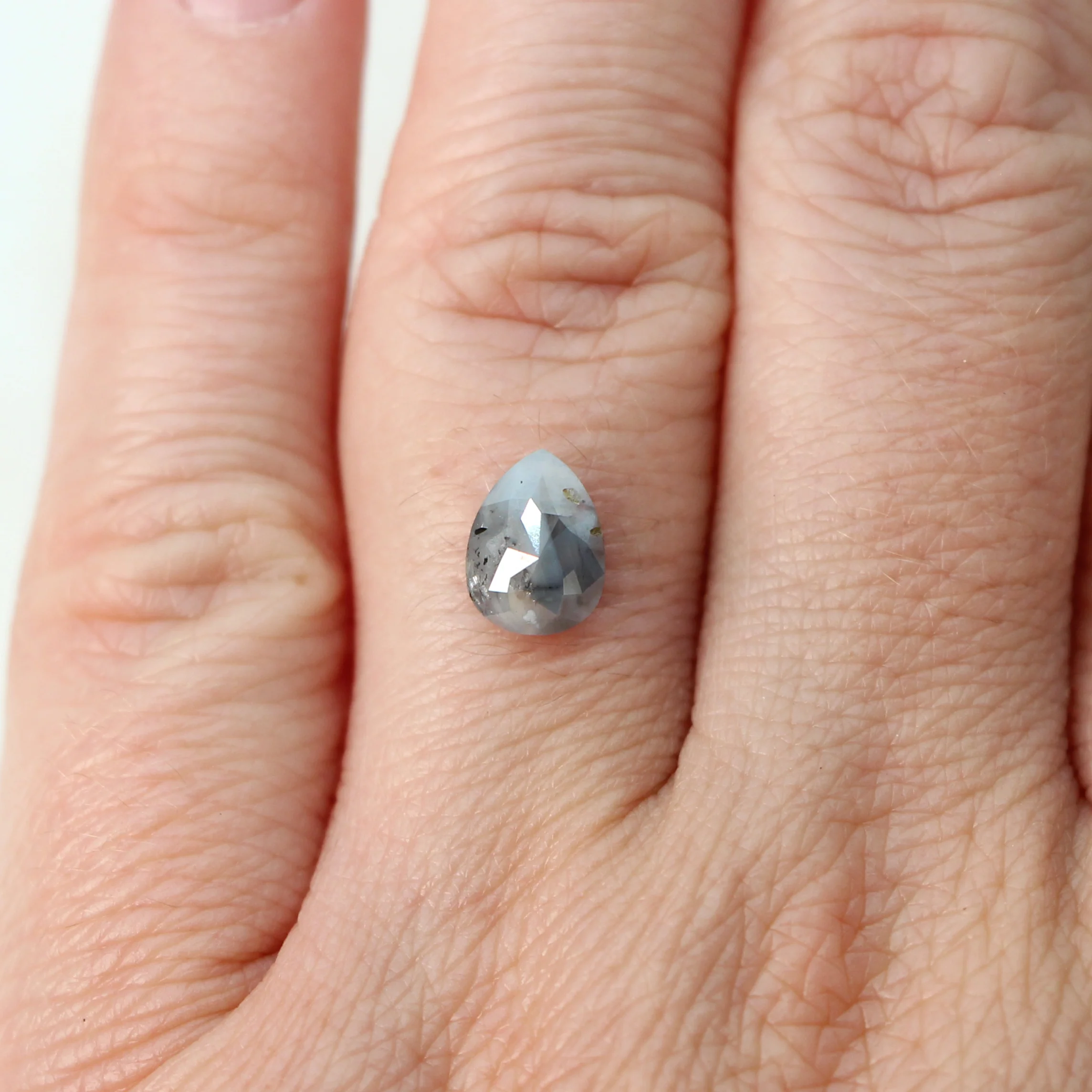 1.66 Carat Blue-Gray Pear Salt and Pepper Diamond for Custom Work - Inventory Code SGP166 - Image 9