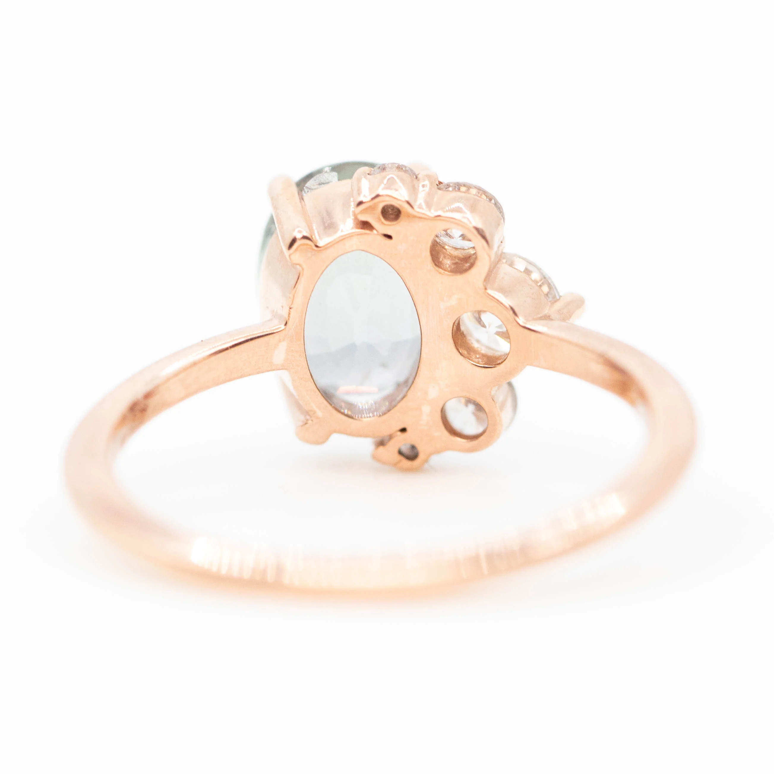 Carell Ring with a 1.97 Carat Gray Oval Sapphire and White Accent Diamonds in 10k Rose Gold - Ready to Size and Ship - Image 6