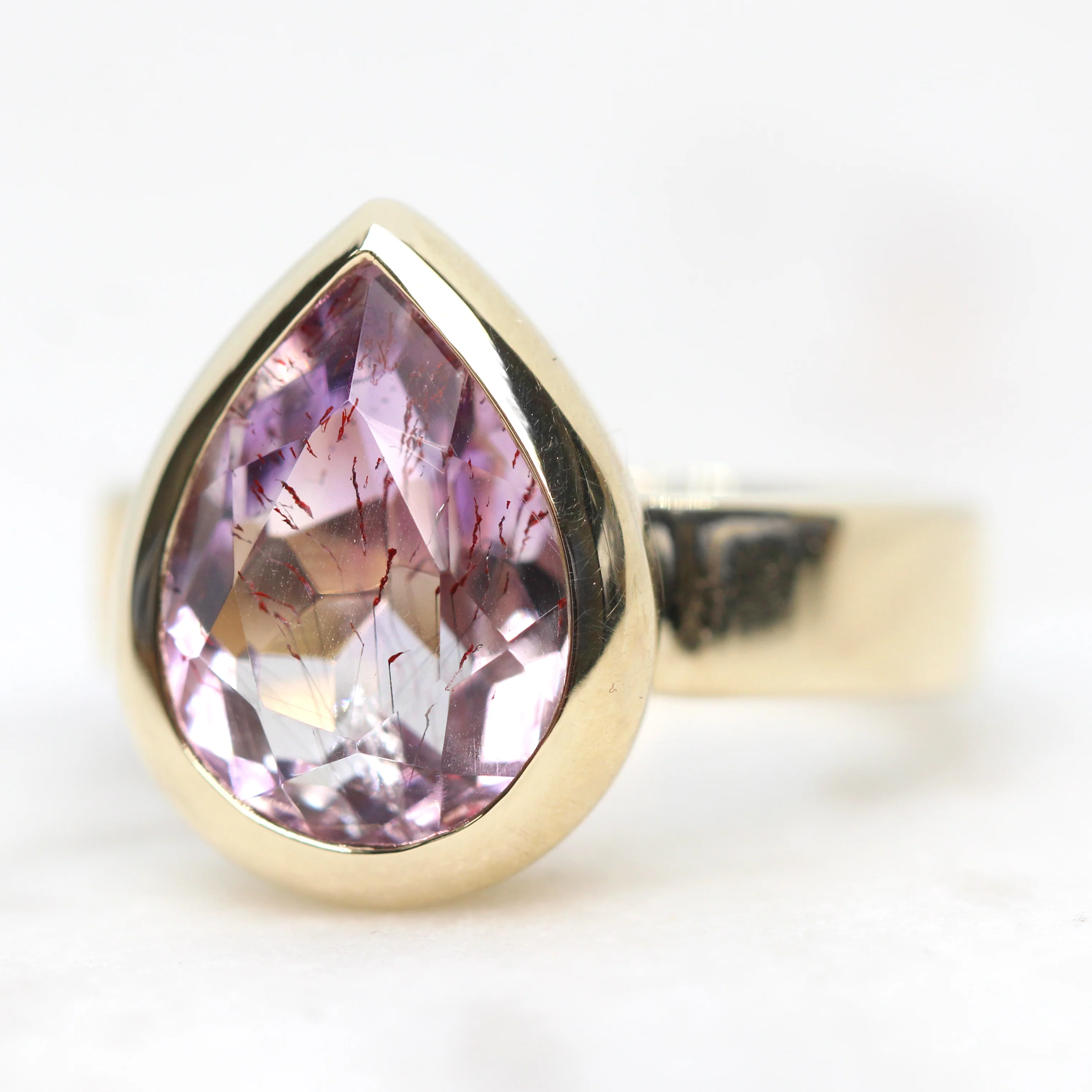 Carter Ring with a 4.29 Carat Pear Melody Quartz in 14k Yellow Gold - Ready to Size and Ship - Image 3