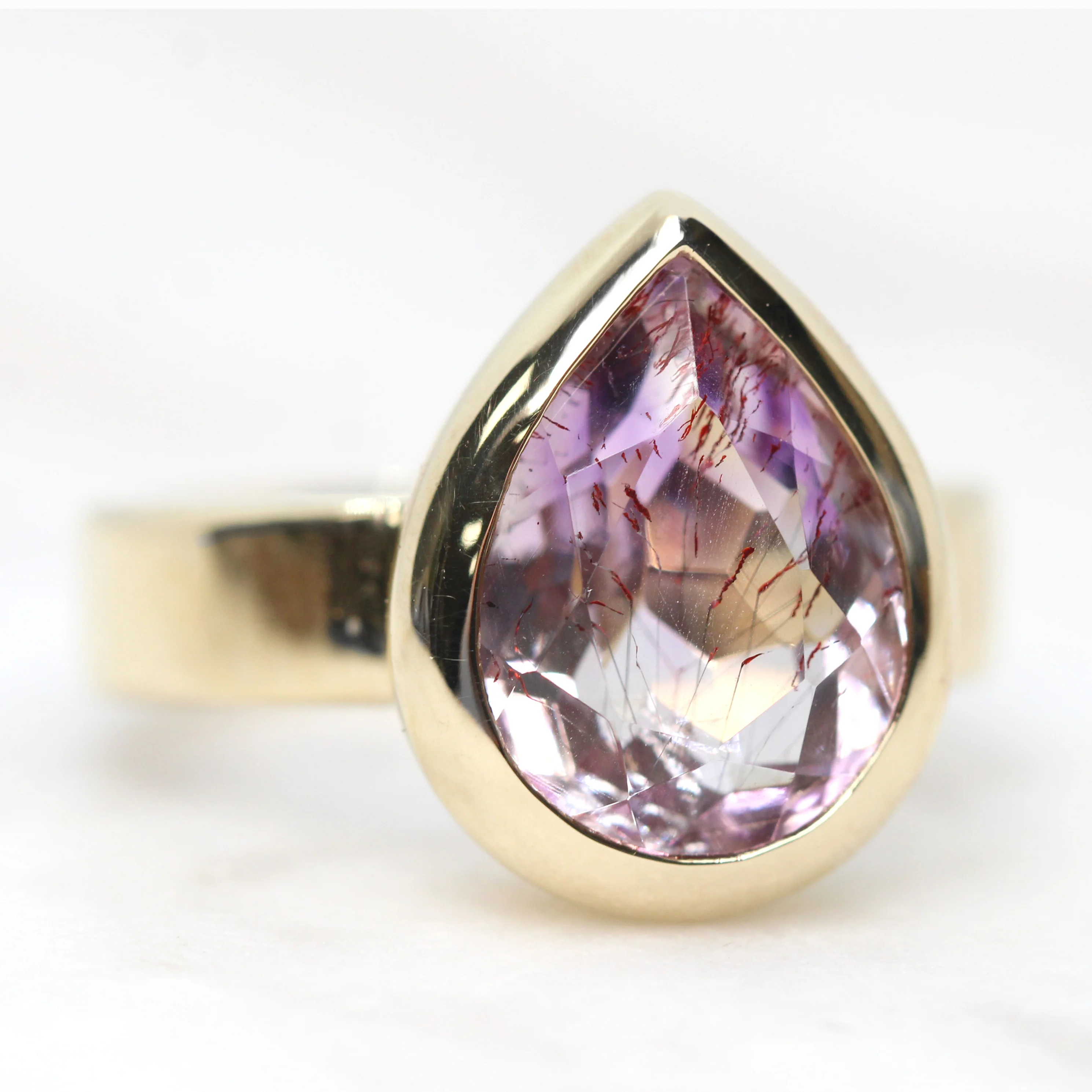 Carter Ring with a 4.29 Carat Pear Melody Quartz in 14k Yellow Gold - Ready to Size and Ship - Image 4