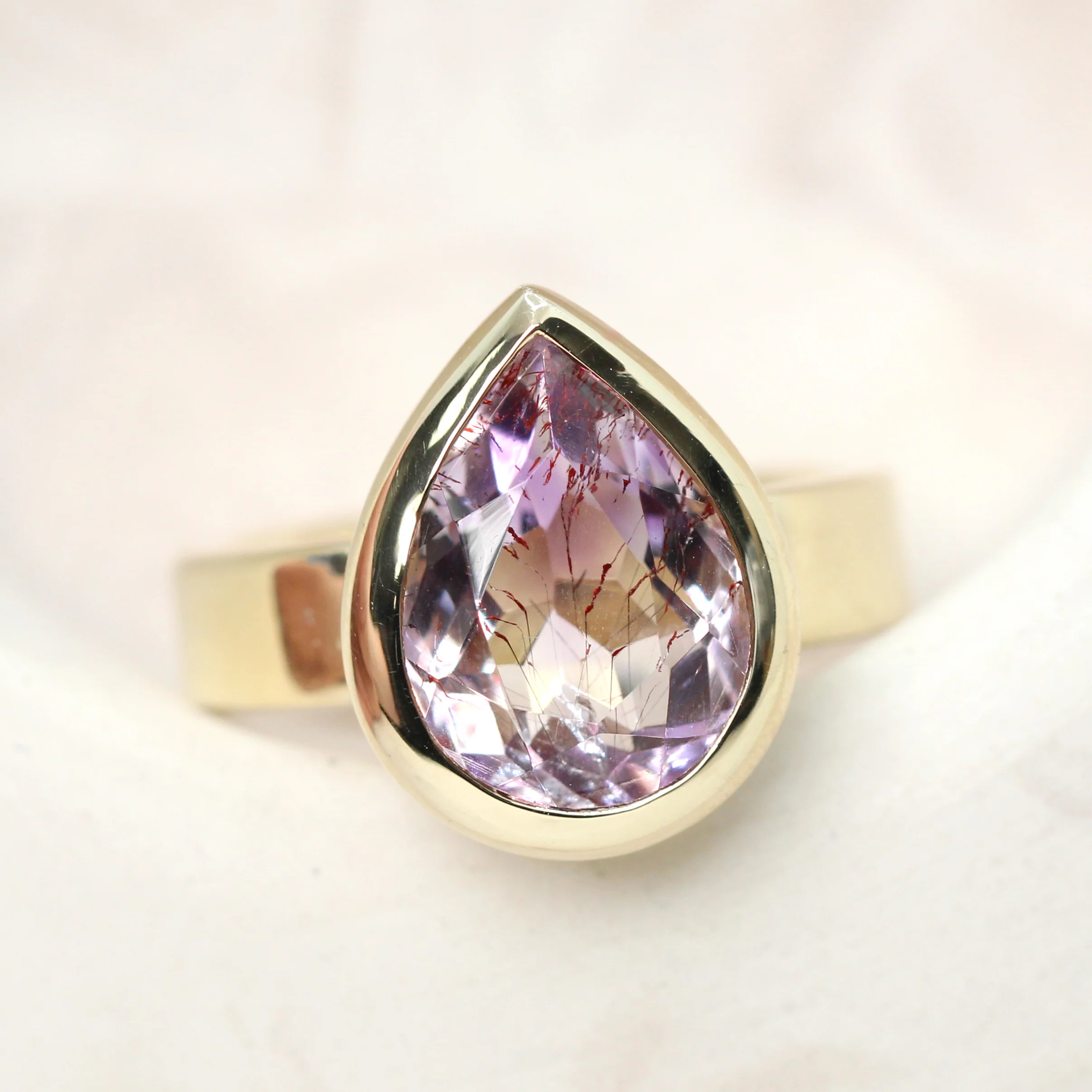 Carter Ring with a 4.29 Carat Pear Melody Quartz in 14k Yellow Gold - Ready to Size and Ship - Image 7
