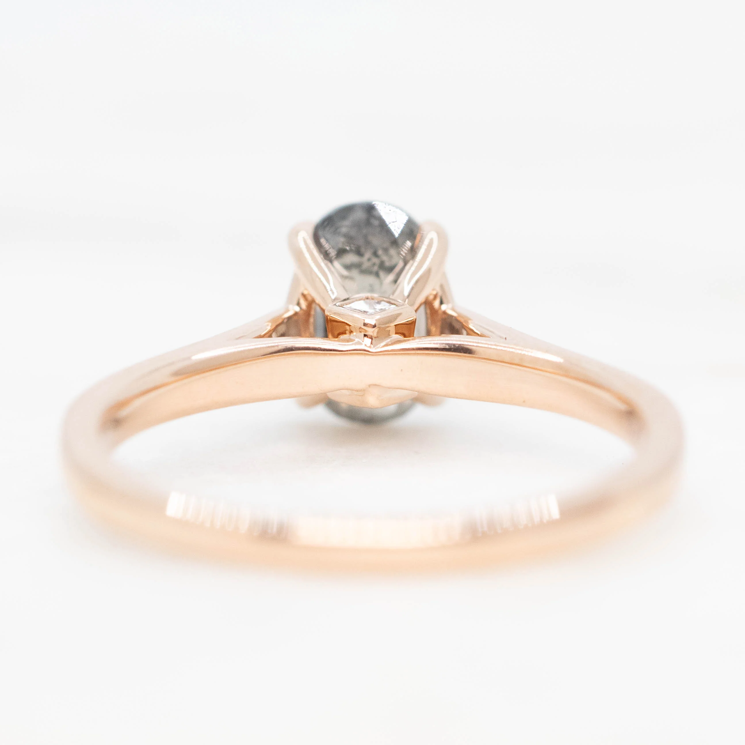 Charlie Ring with a 1.24 Carat Dark Gray Salt and Pepper Oval Diamond and Hidden Accent Diamonds in 14k Rose Gold - Ready to Size and Ship - Image 6