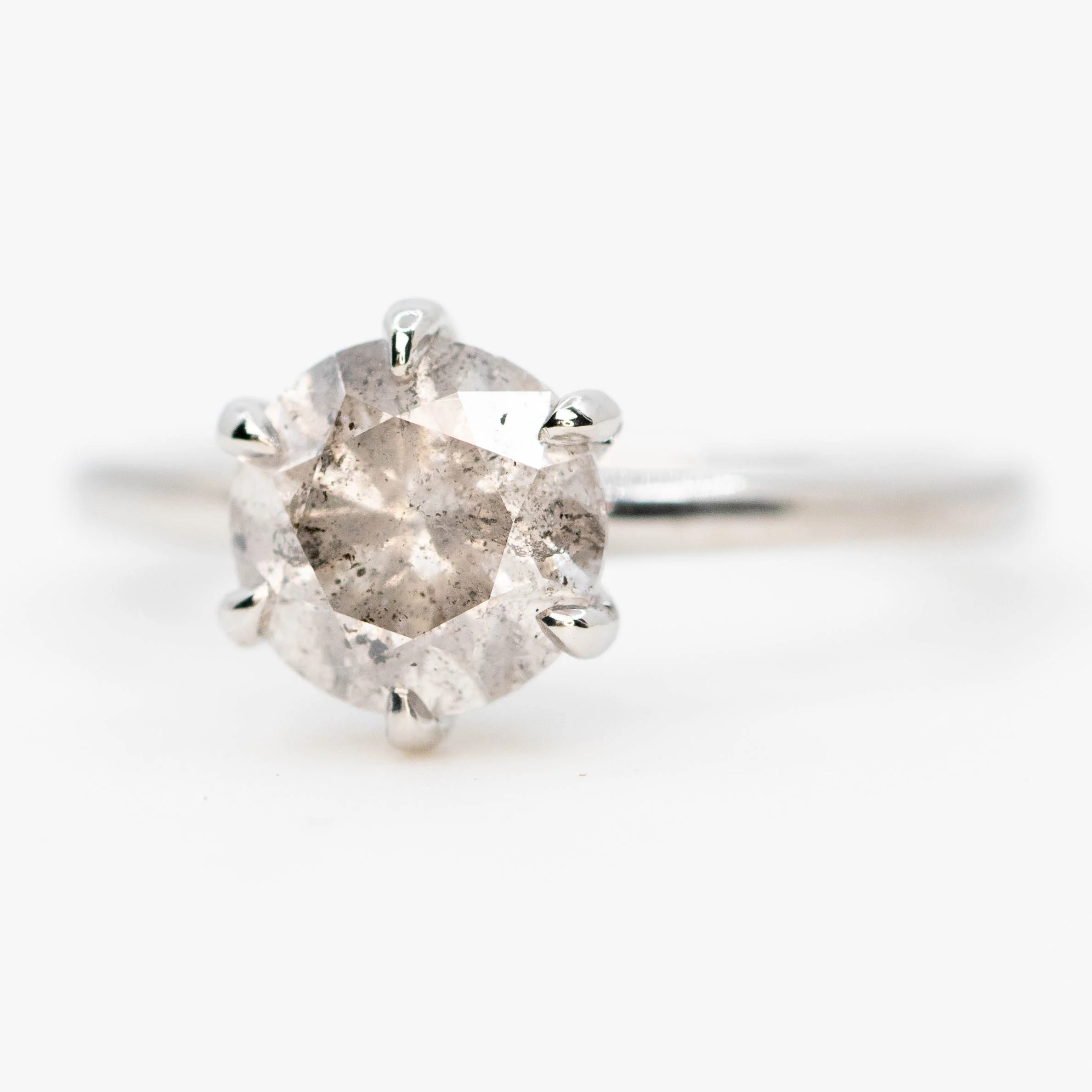 Charlotte Ring with a 1.50 Carat Gray Salt and Pepper Diamond in Platinum - Ready to Size and Ship - Image 3