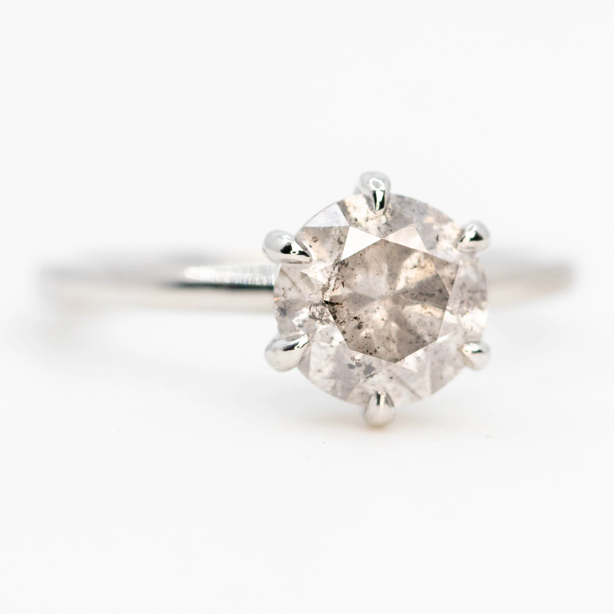 Charlotte Ring with a 1.50 Carat Gray Salt and Pepper Diamond in Platinum - Ready to Size and Ship - Image 4