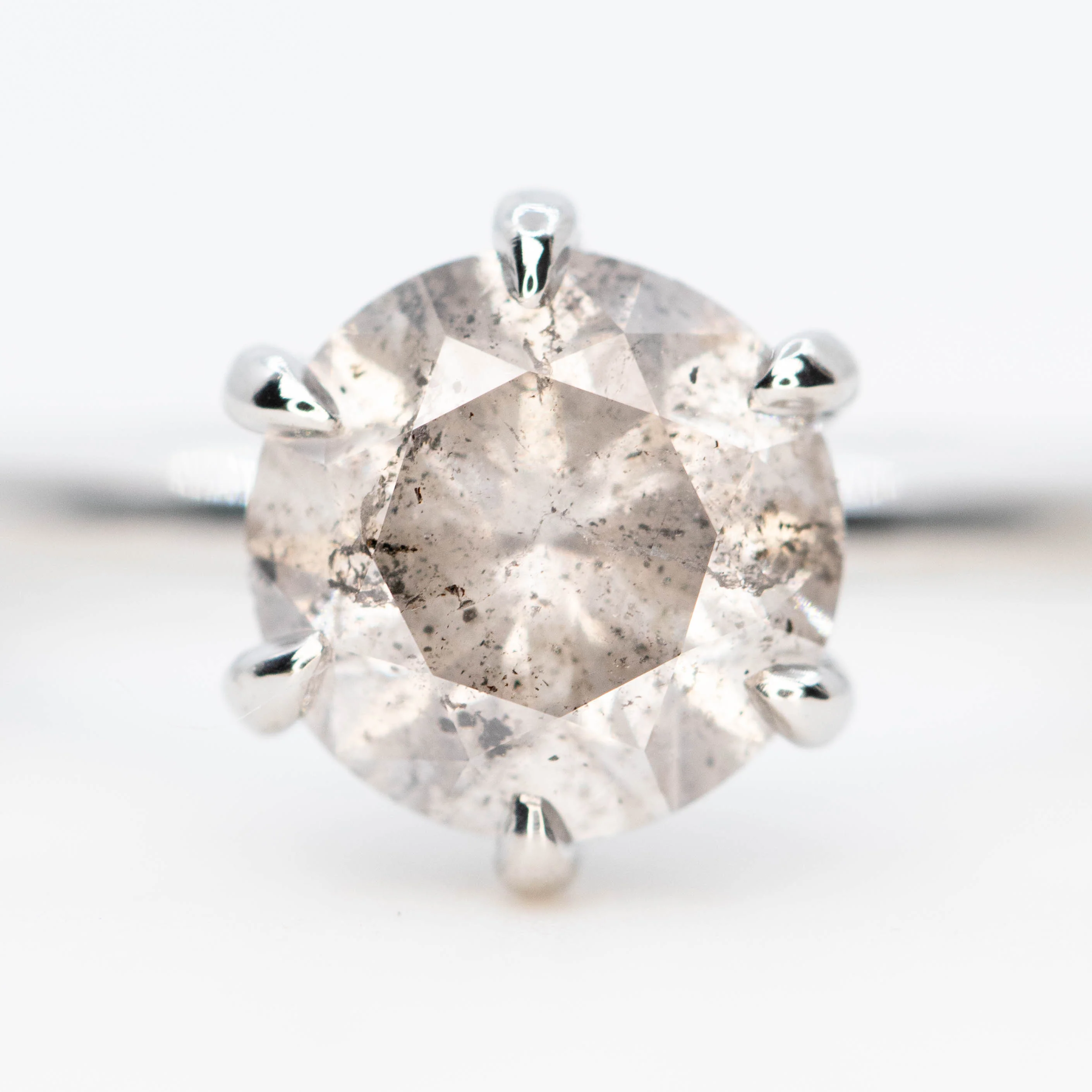 Charlotte Ring with a 1.50 Carat Gray Salt and Pepper Diamond in Platinum - Ready to Size and Ship - Image 7