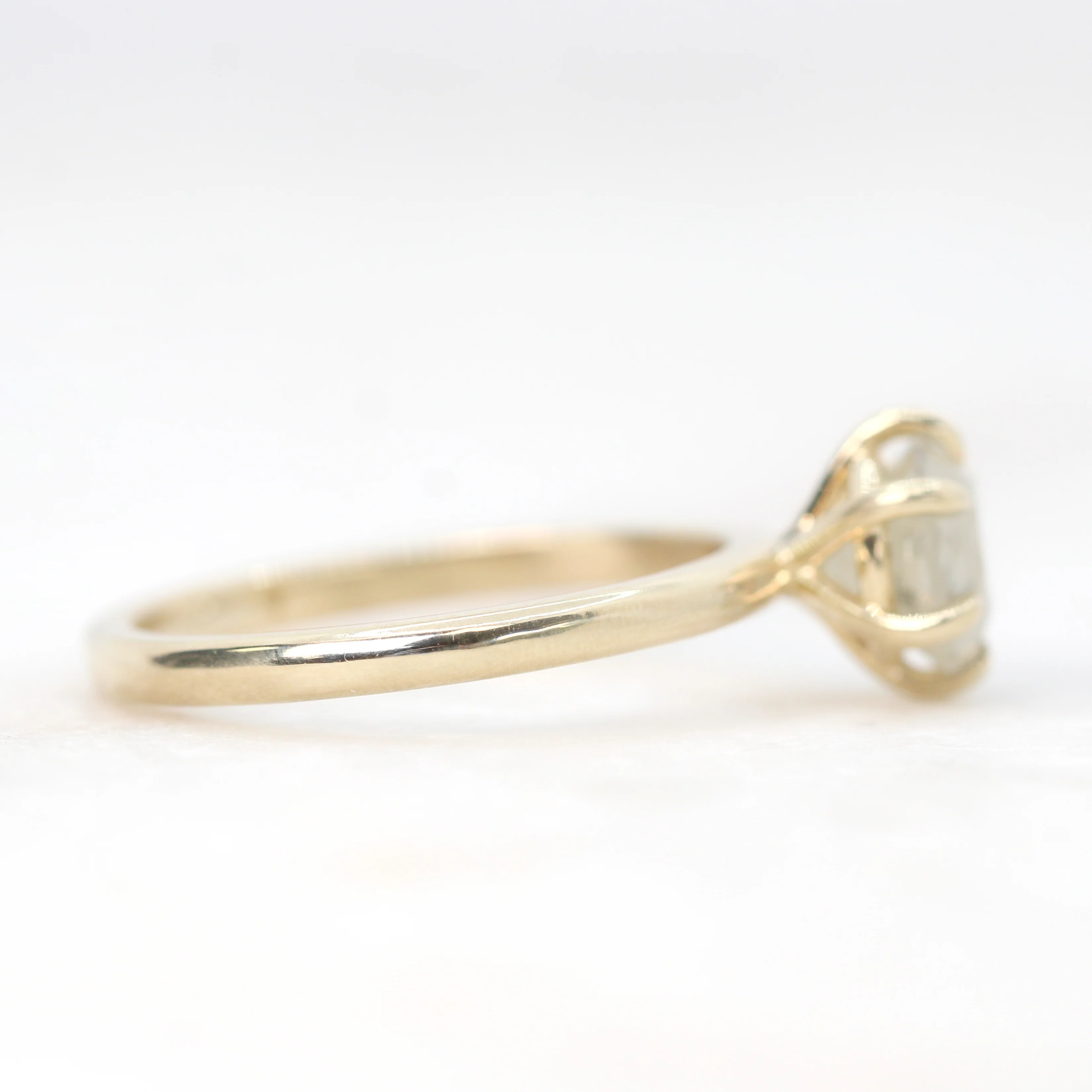 Charlotte Ring with a 1.55 Carat Round Misty White Salt and Pepper Diamond in 14k Yellow Gold - Ready to Size and Ship - Image 5