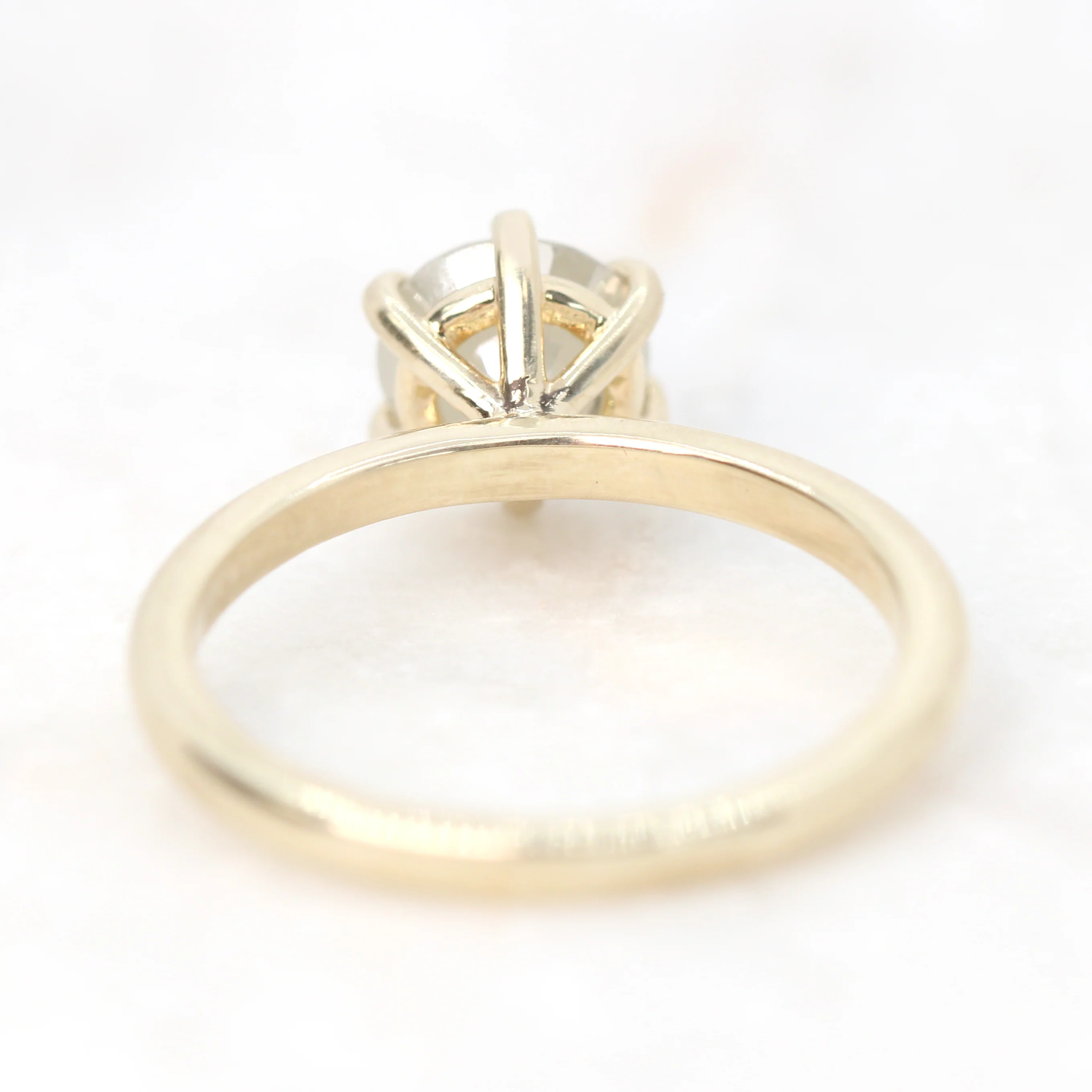 Charlotte Ring with a 1.55 Carat Round Misty White Salt and Pepper Diamond in 14k Yellow Gold - Ready to Size and Ship - Image 6