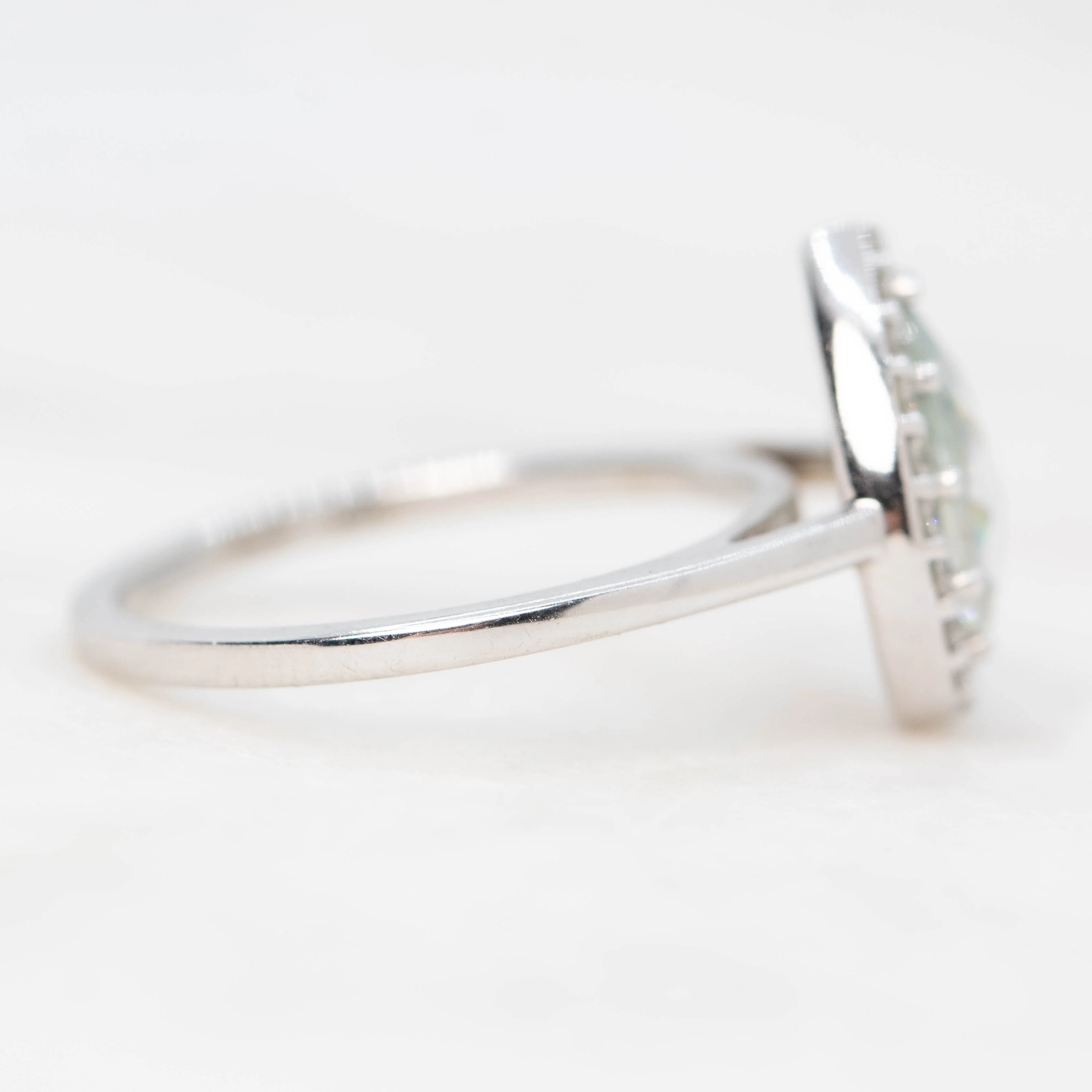Collins Ring with a 1.00 Carat Clear Pear Moissanite and White Accent Diamonds in 10k White Gold - Ready to Size and Ship - Image 4