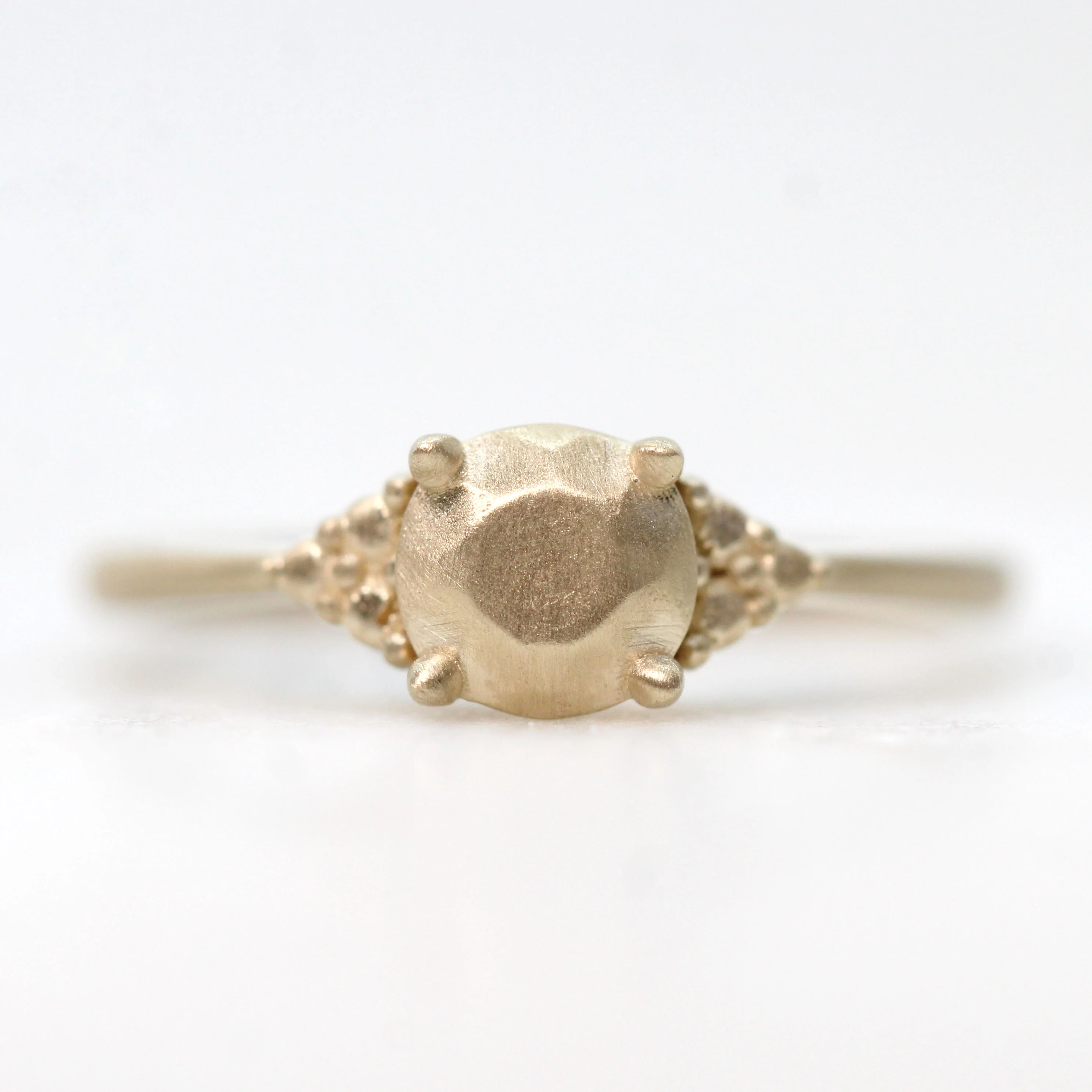 Solid Metal Imogene Ring with 1 Carat Round Metal Stone - Made to Order - Image 11
