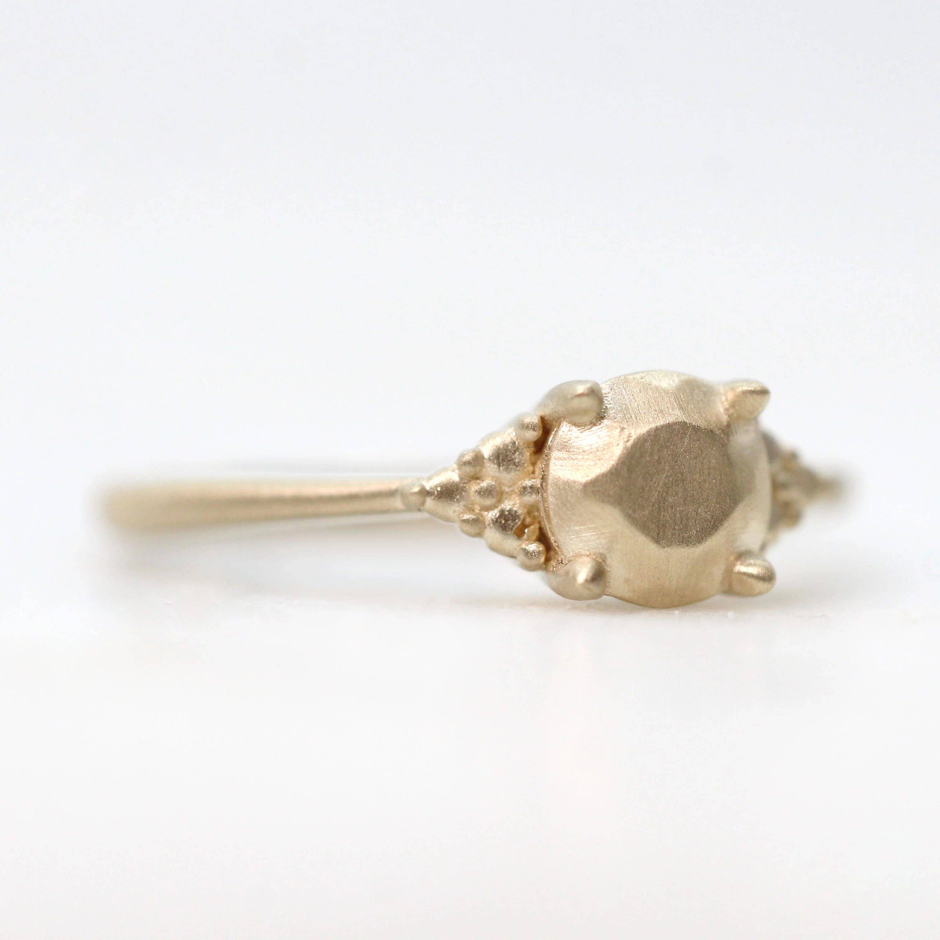 Solid Metal Imogene Ring with 1 Carat Round Metal Stone - Made to Order - Image 12