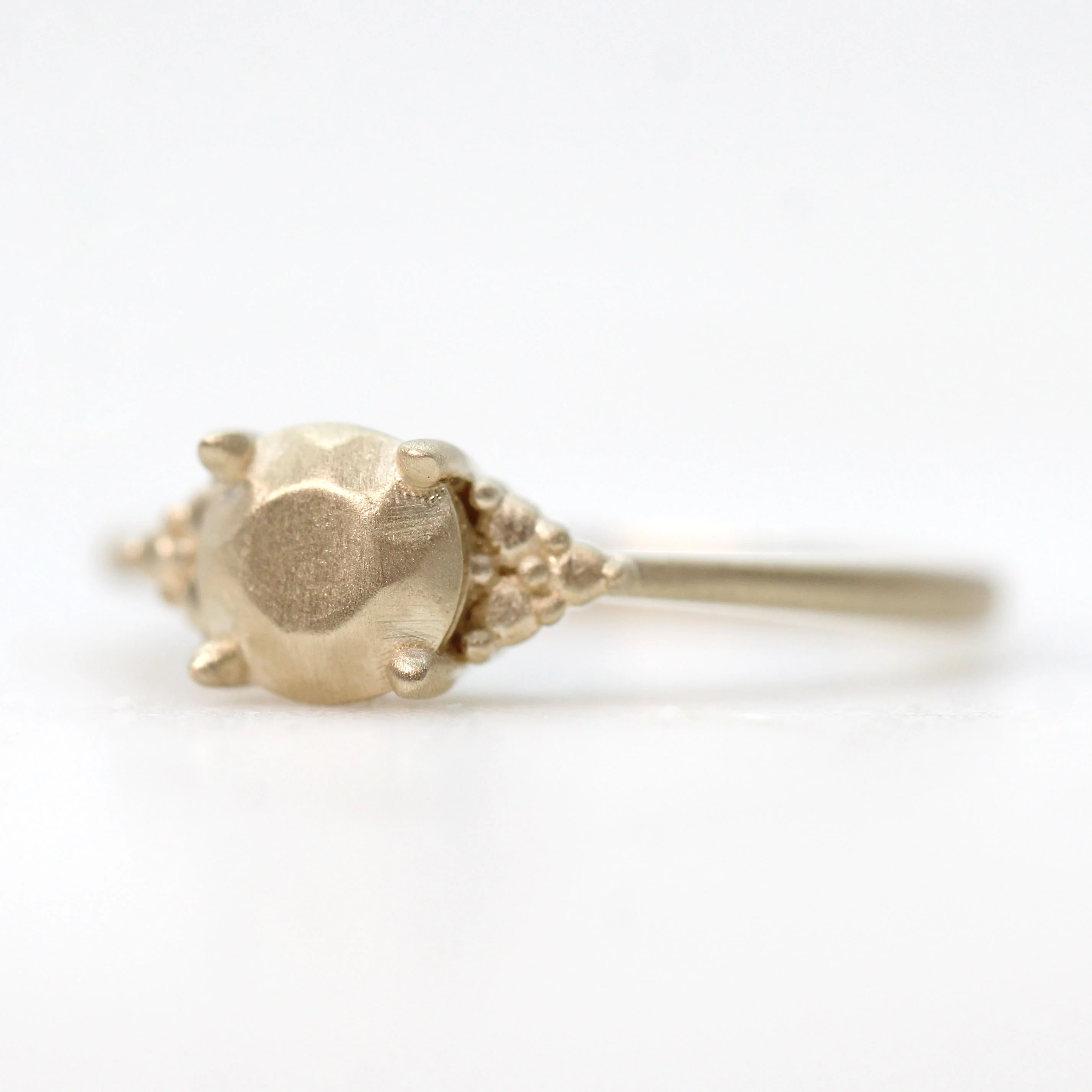 Solid Metal Imogene Ring with 1 Carat Round Metal Stone - Made to Order - Image 13